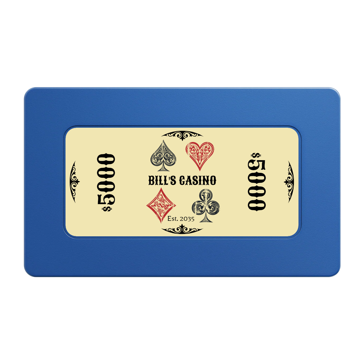 Vintage Four Suits Rectangular Poker Chip Plaques - Blue - Back