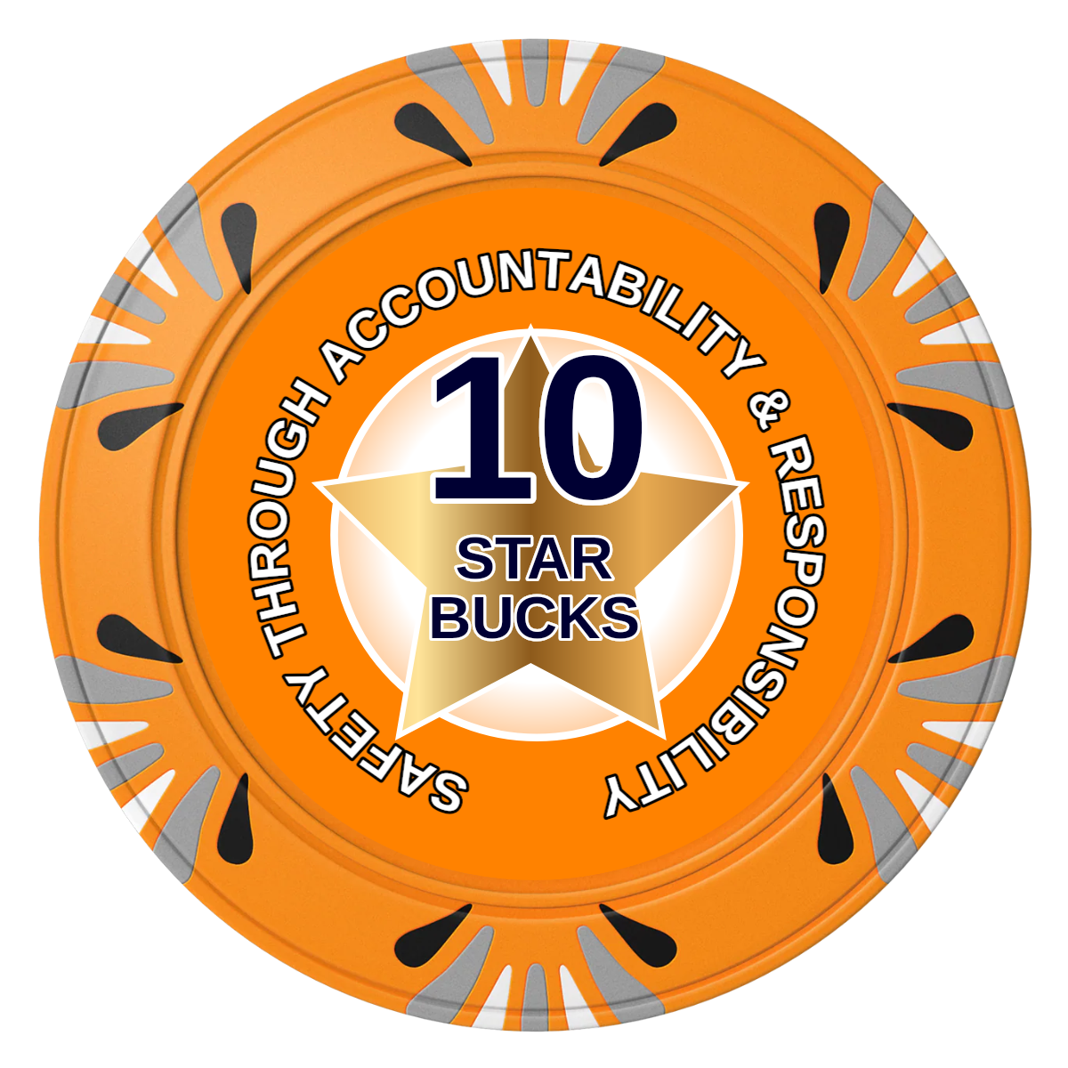 Safety Star Clay Poker Chips - Orange / Macau / 40mm - Front