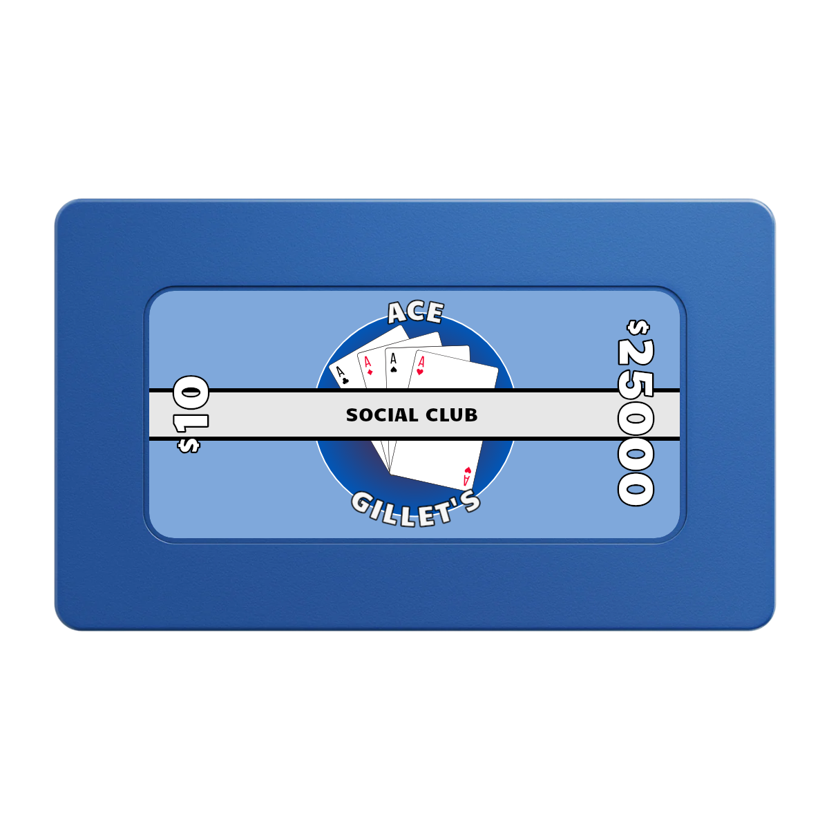 Ace Gillet's Rectangular Poker Chip Plaques - Blue - Front