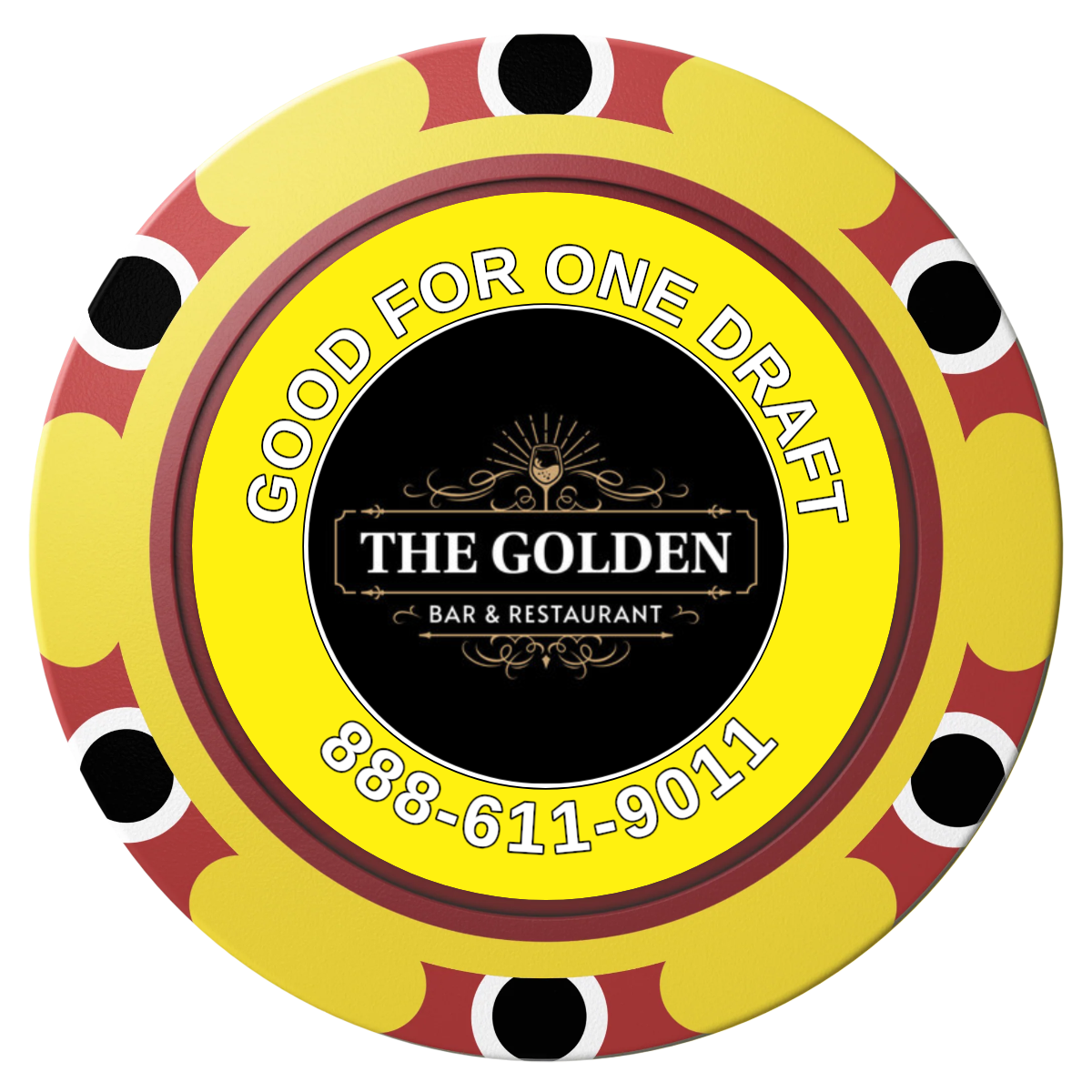 Branded Logo Bar Drink Token Clay Poker Chips - Yellow / Monte Carlo / 40mm - Front