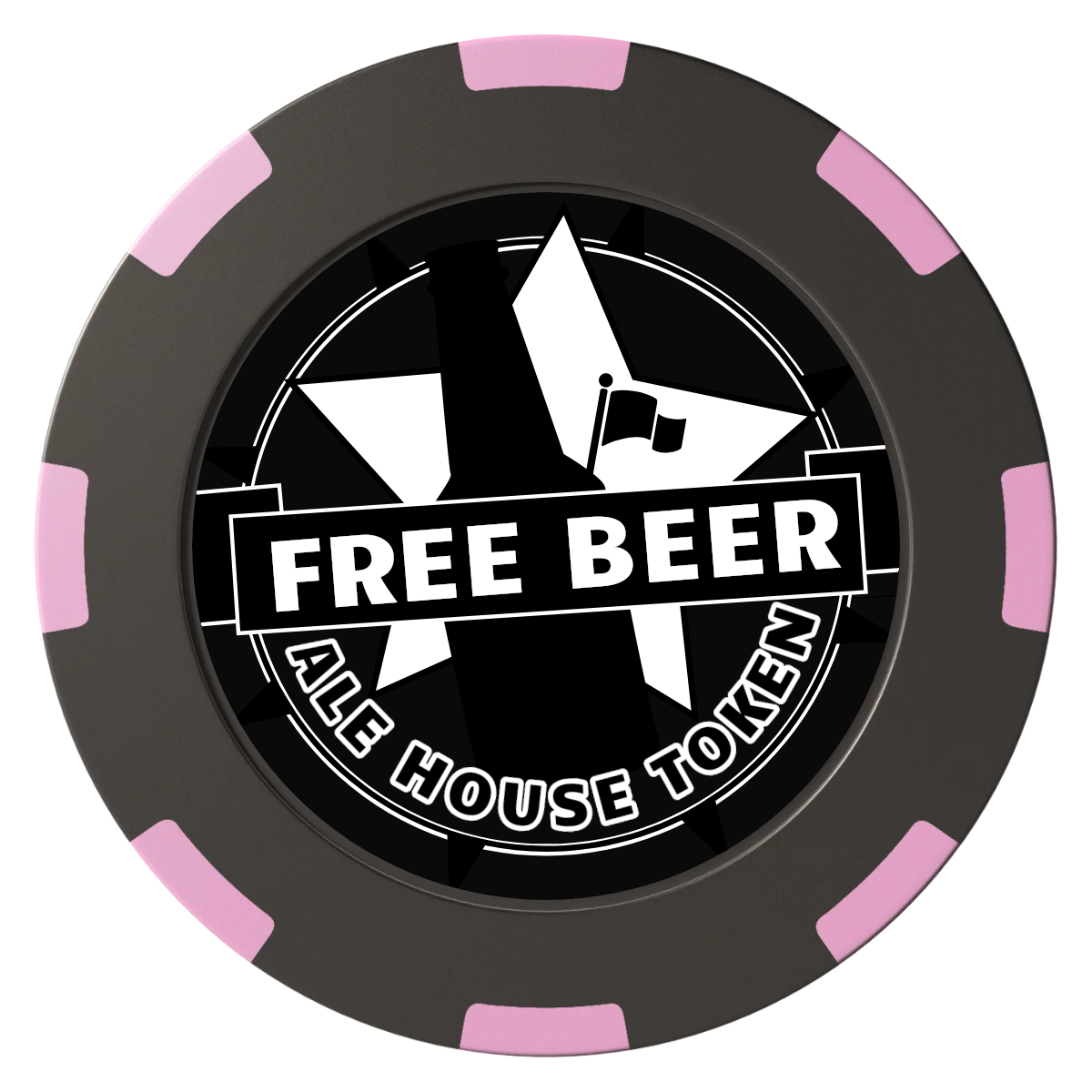 Free Beer Drink Clay Poker Chips - Black / 8 Spot (2 Tone) / 40mm - Front