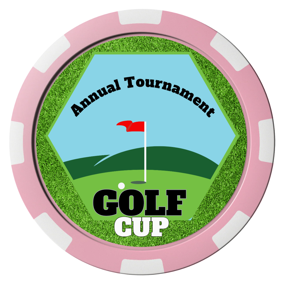 Golf Cup Composite Poker Chips - Pink / 8 Spot - Front