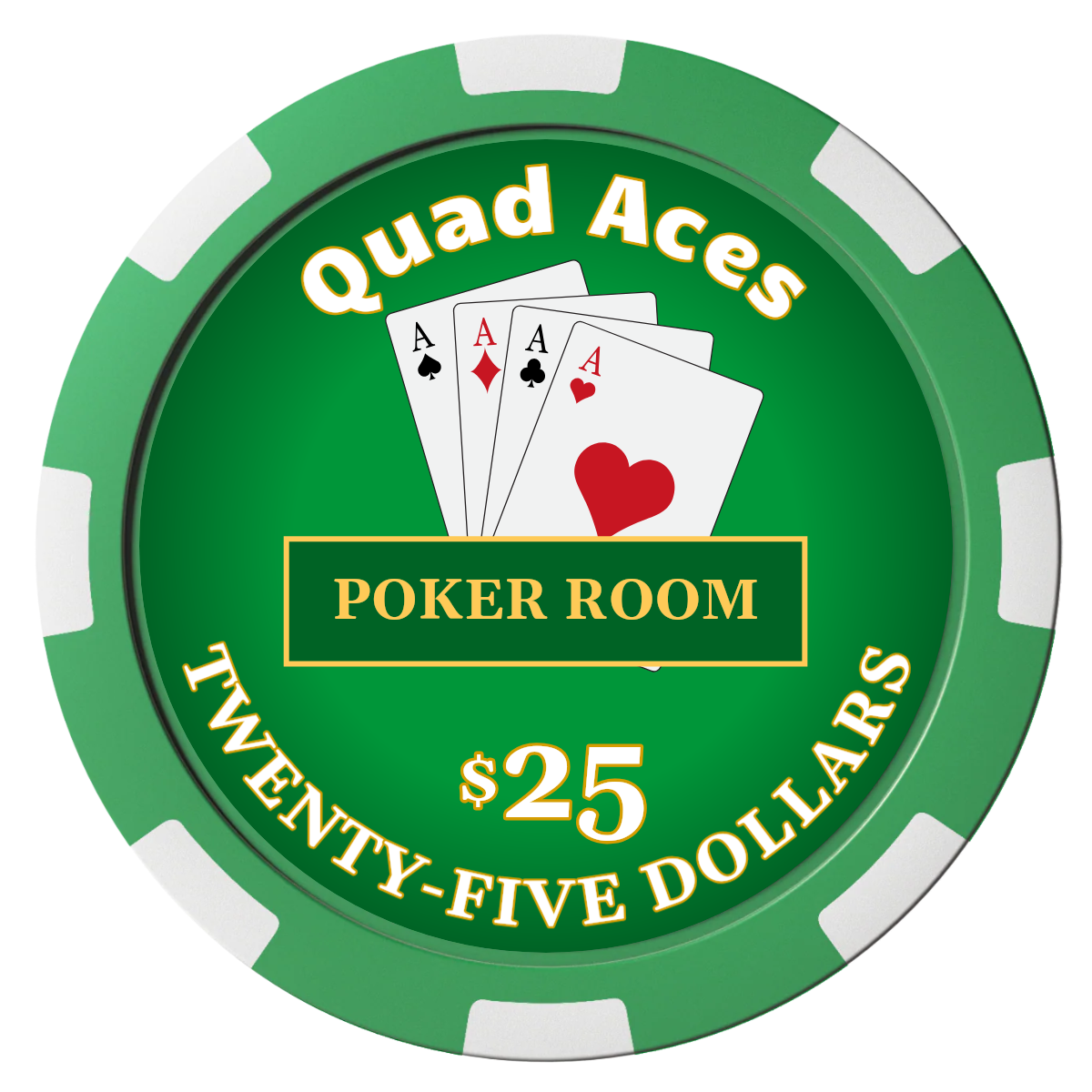 Quad Aces Composite Poker Chips - Green / 8 Spot - Front