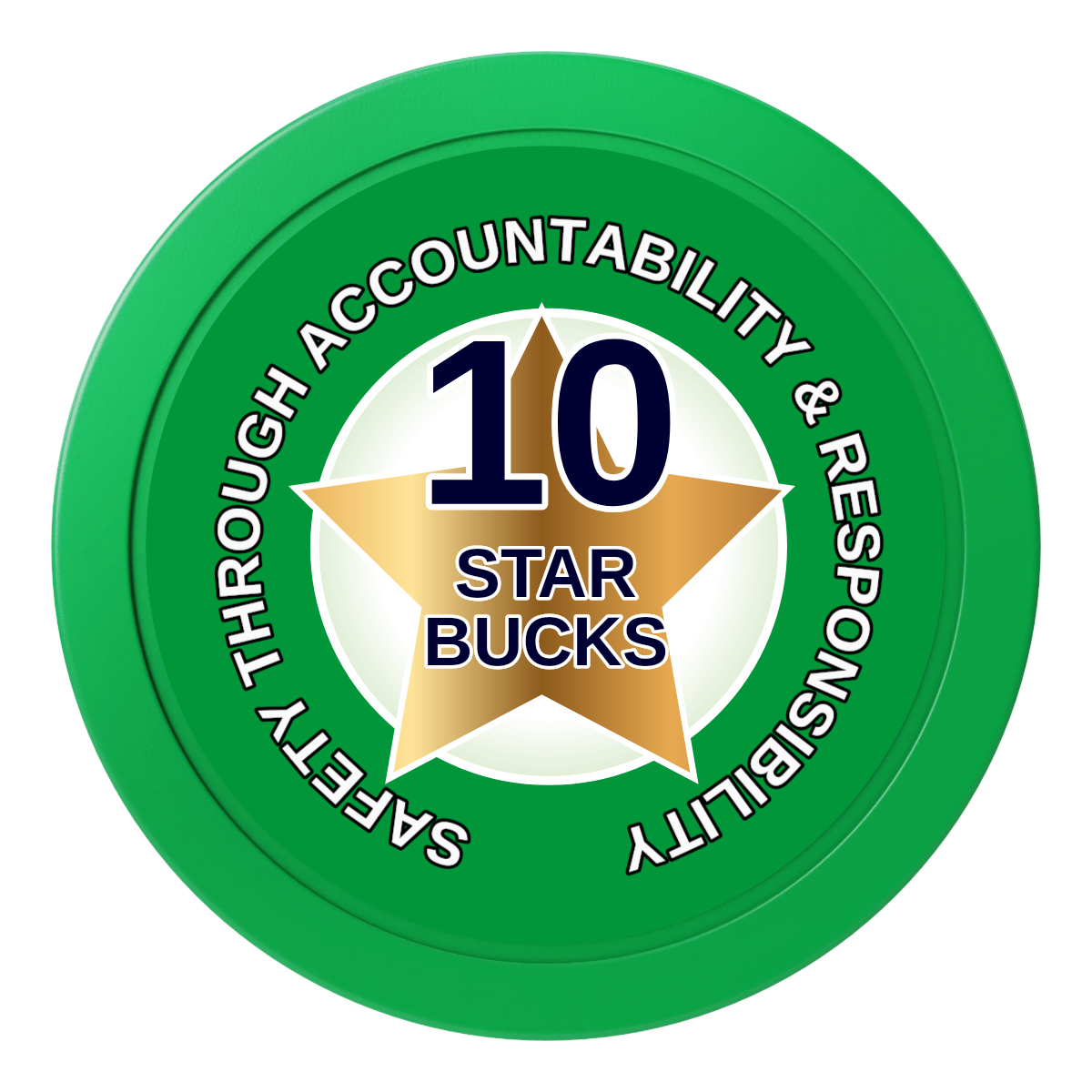 Safety Star 2" Oversized Poker Chips - Green - Front