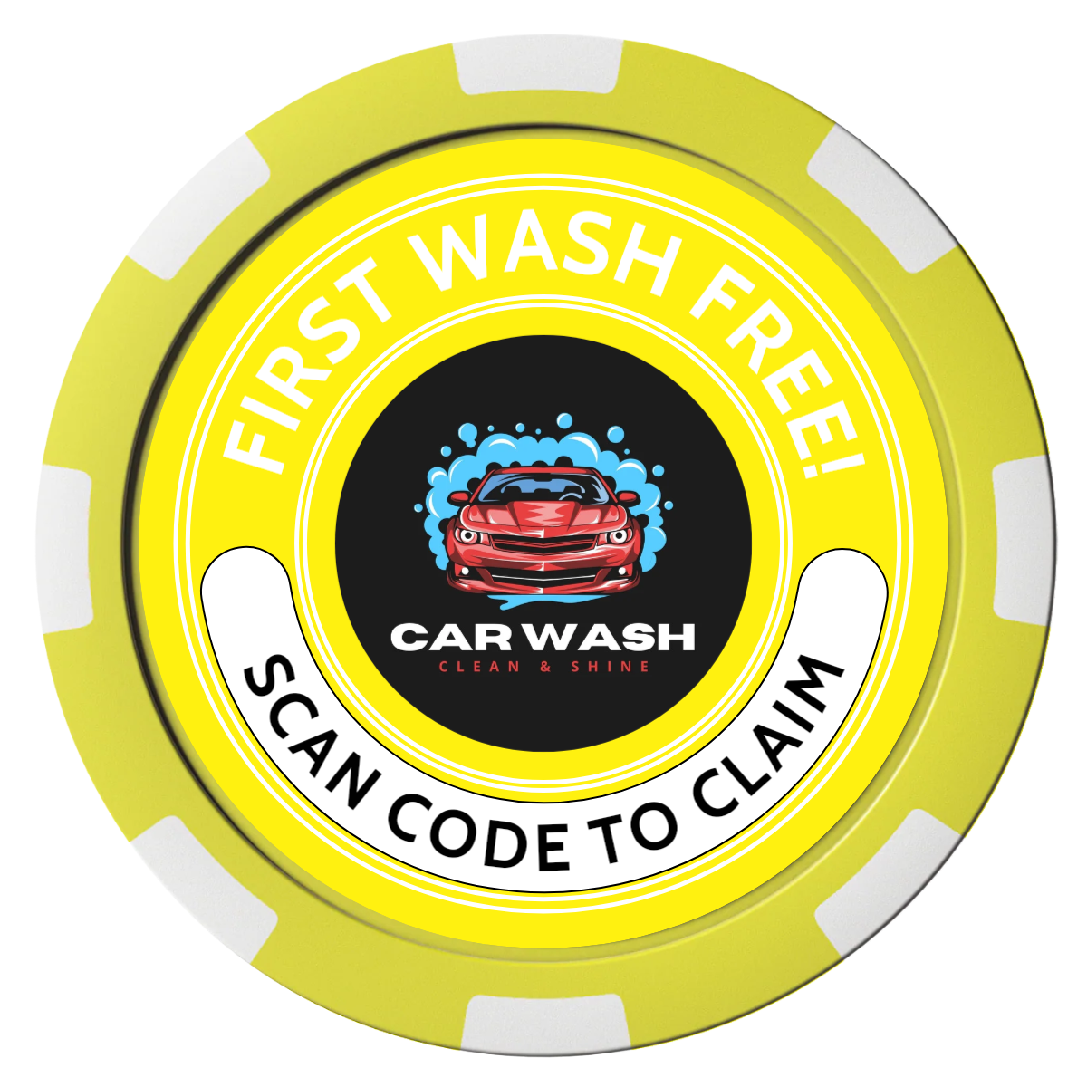 Car Wash Promotion Composite Poker Chips - Yellow / 8 Spot - Front