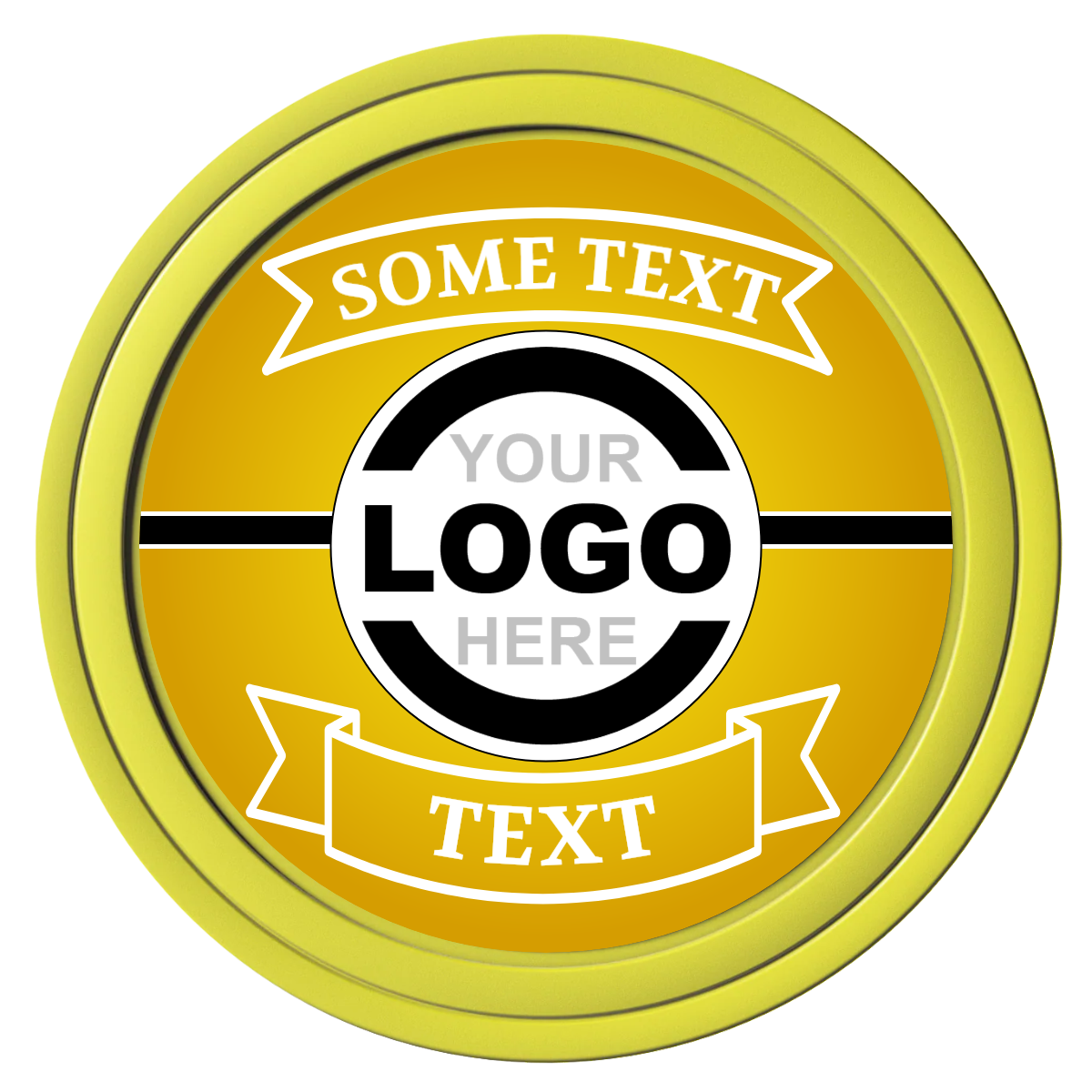 Double Banner Composite Poker Chips - Yellow / Solid - Front