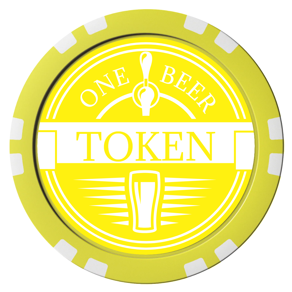 Tap Out Composite Poker Chips - Yellow / Double Stripe - Front