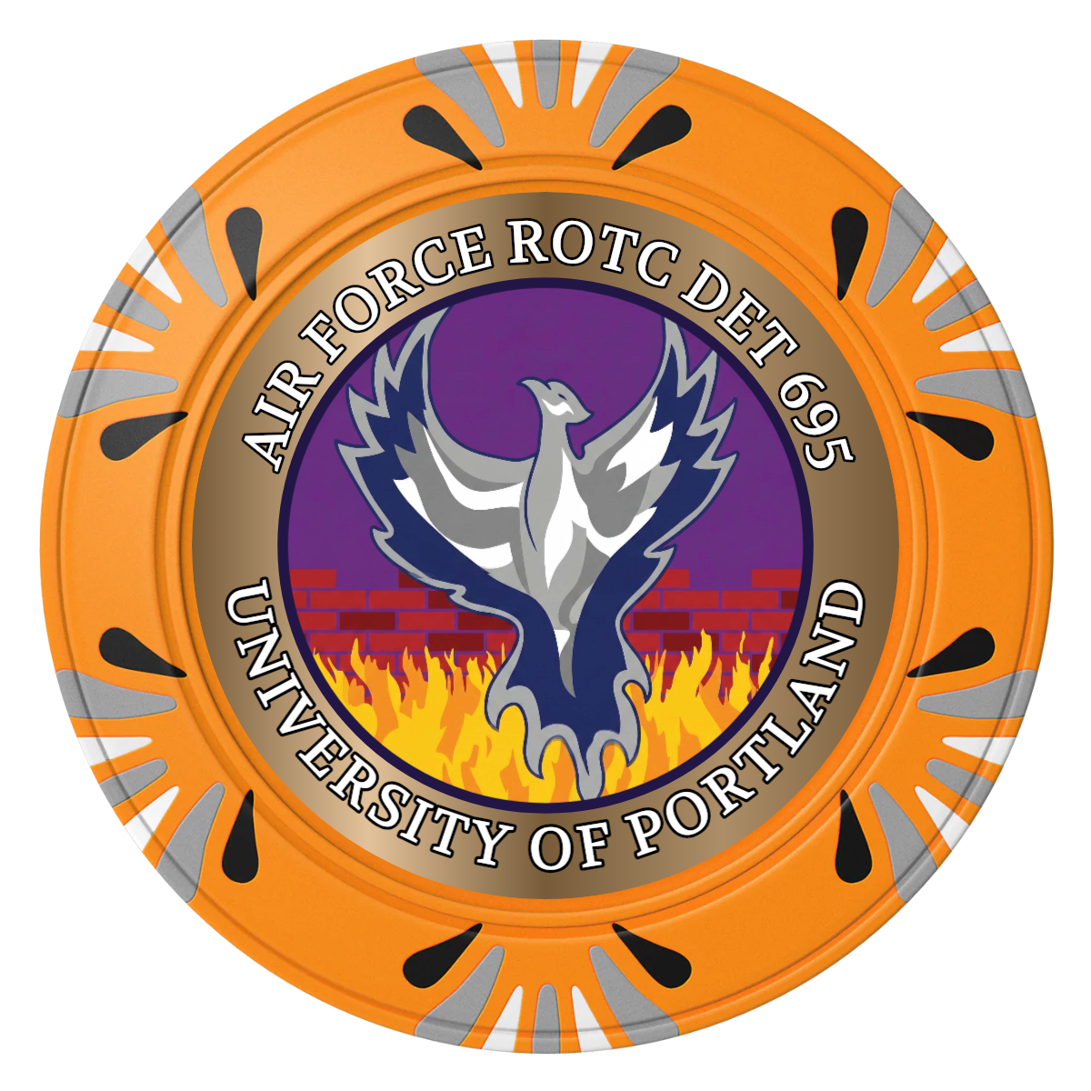 Air Force ROTC Det 695 Clay Poker Chips - Orange / Macau / 40mm - Front