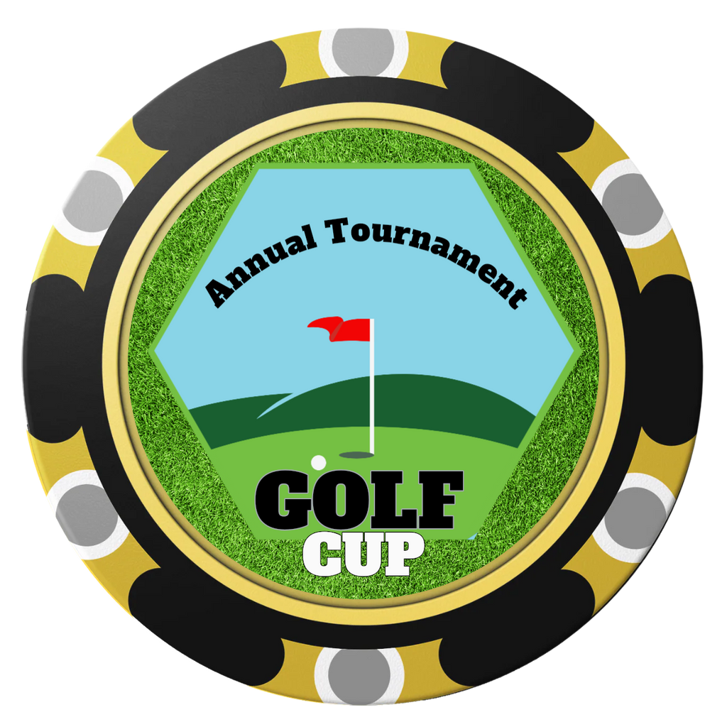 Golf Cup Clay Poker Chips - Black / Monte Carlo / 40mm - Front