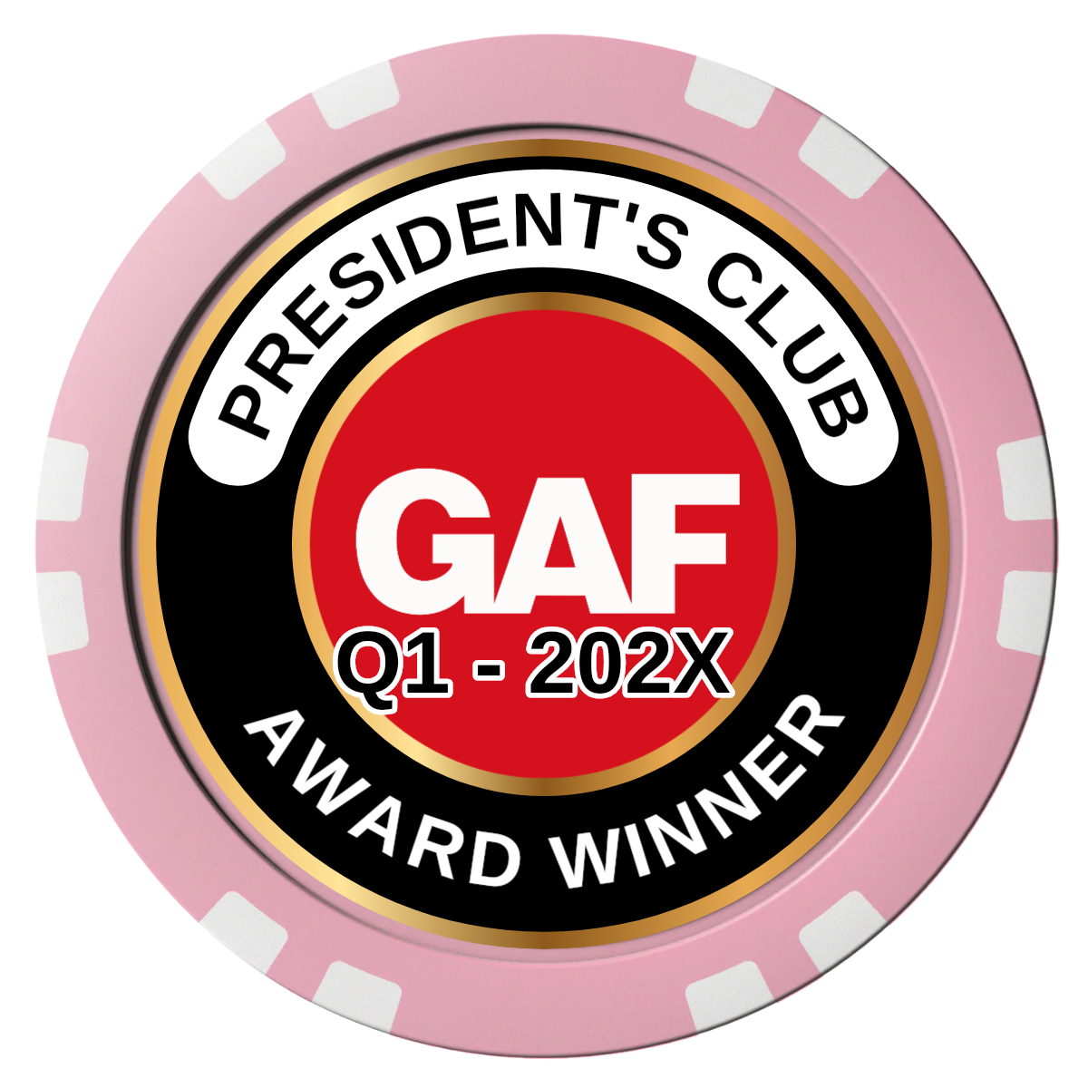 President's Club Composite Poker Chips - Pink / Double Stripe - Front