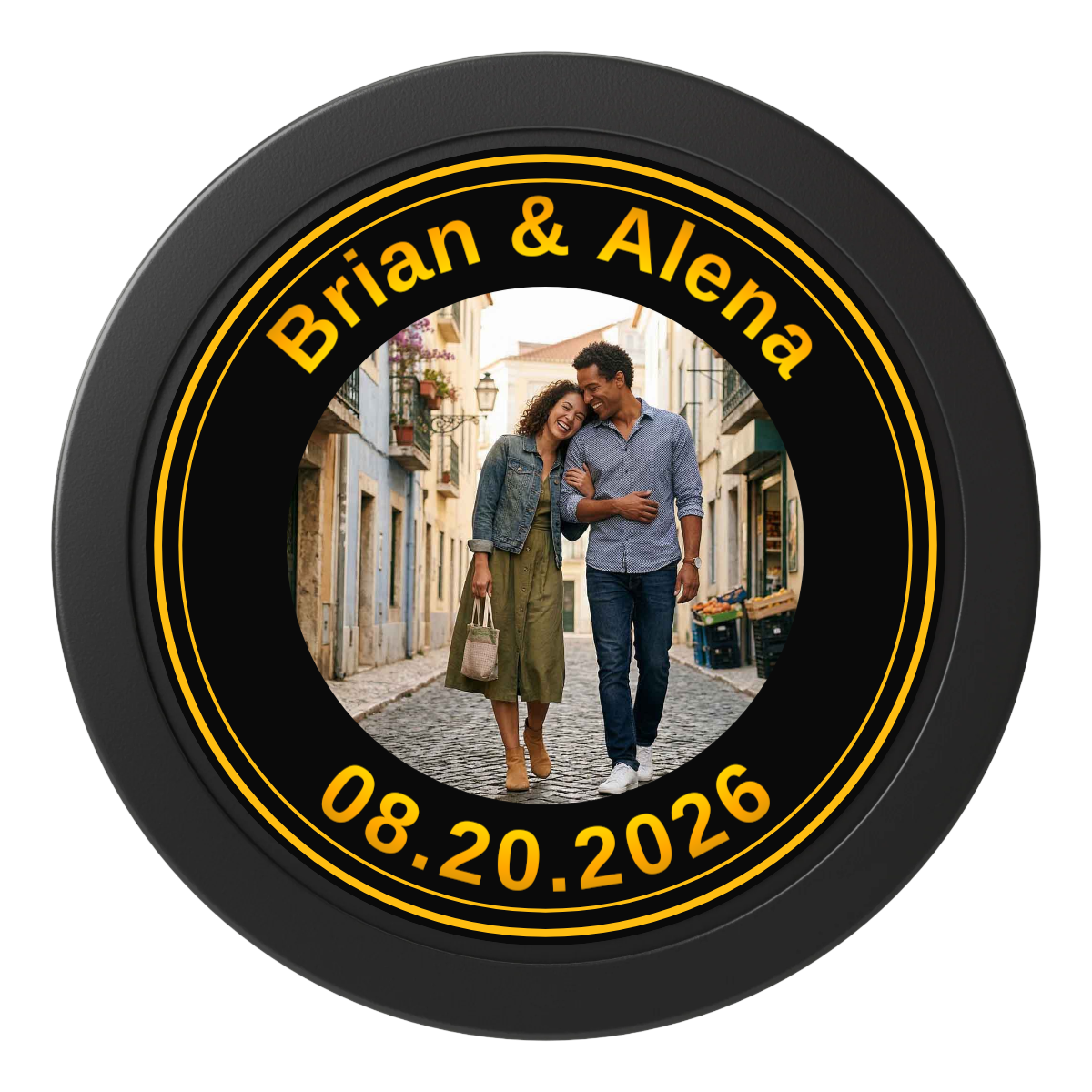 Save the Date Text 2" Oversized Poker Chips - Black - Back