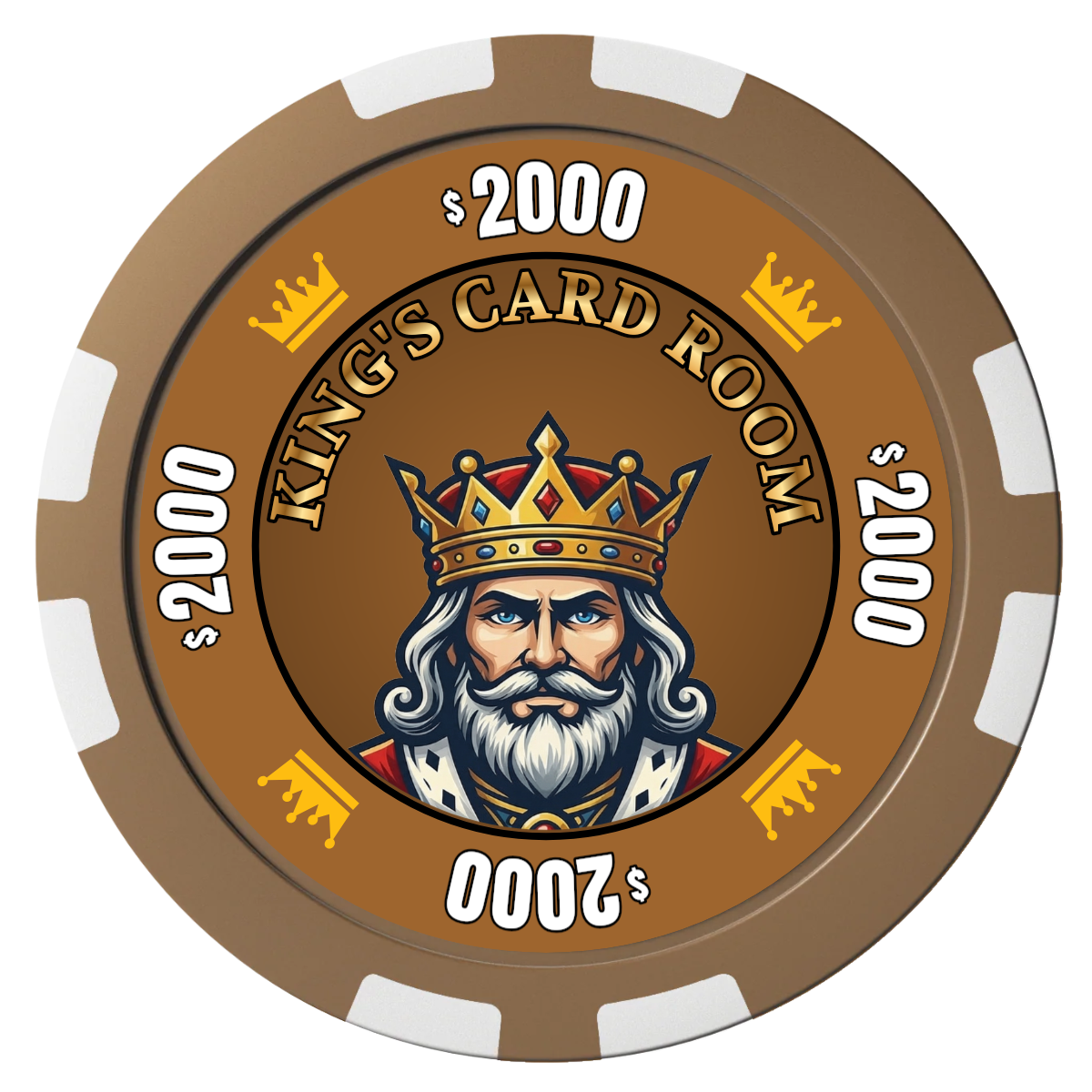 Kings Composite Poker Chips - Brown / 8 Stripe - Front