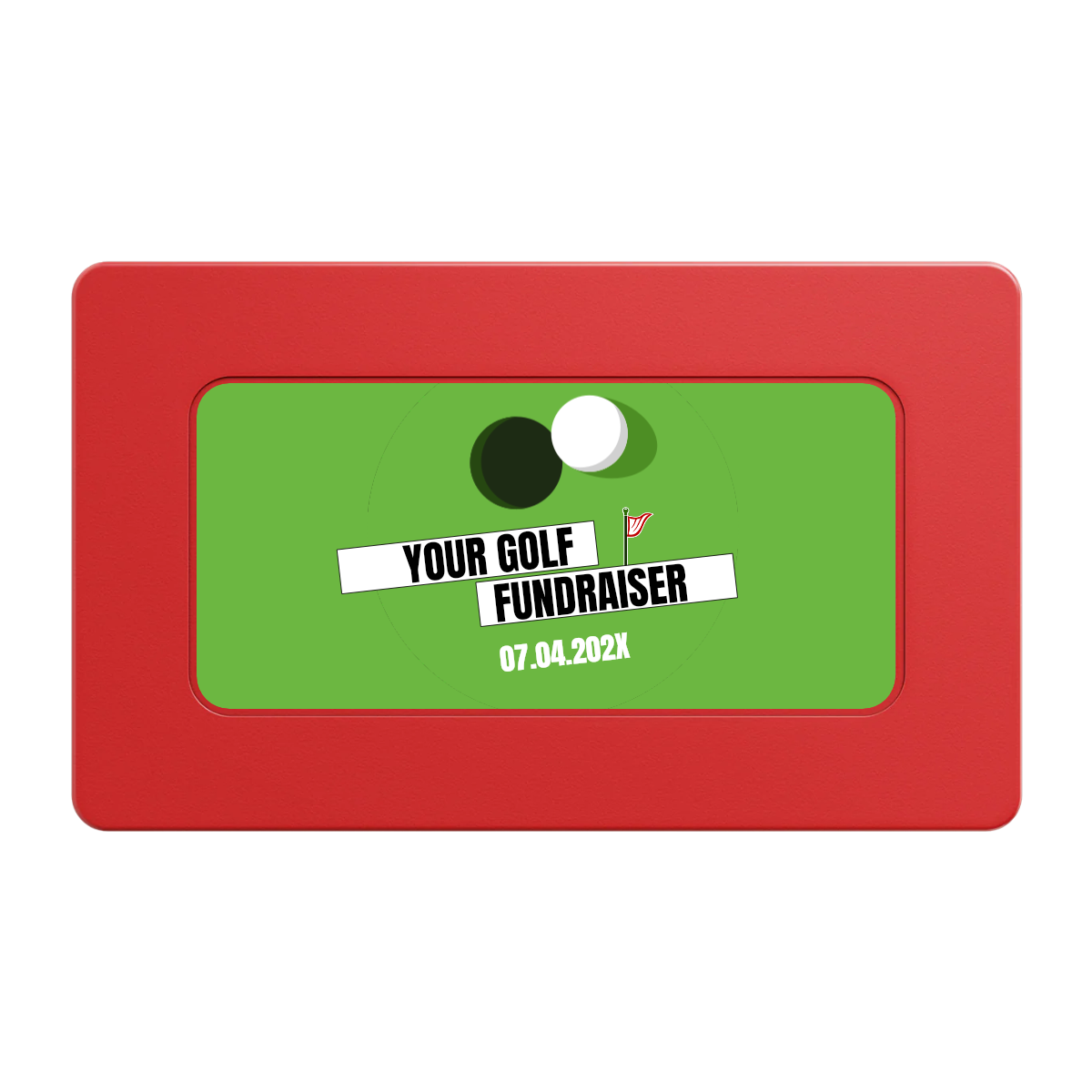 Putting Around Tournament Rectangular Poker Chip Plaques - Red - Back