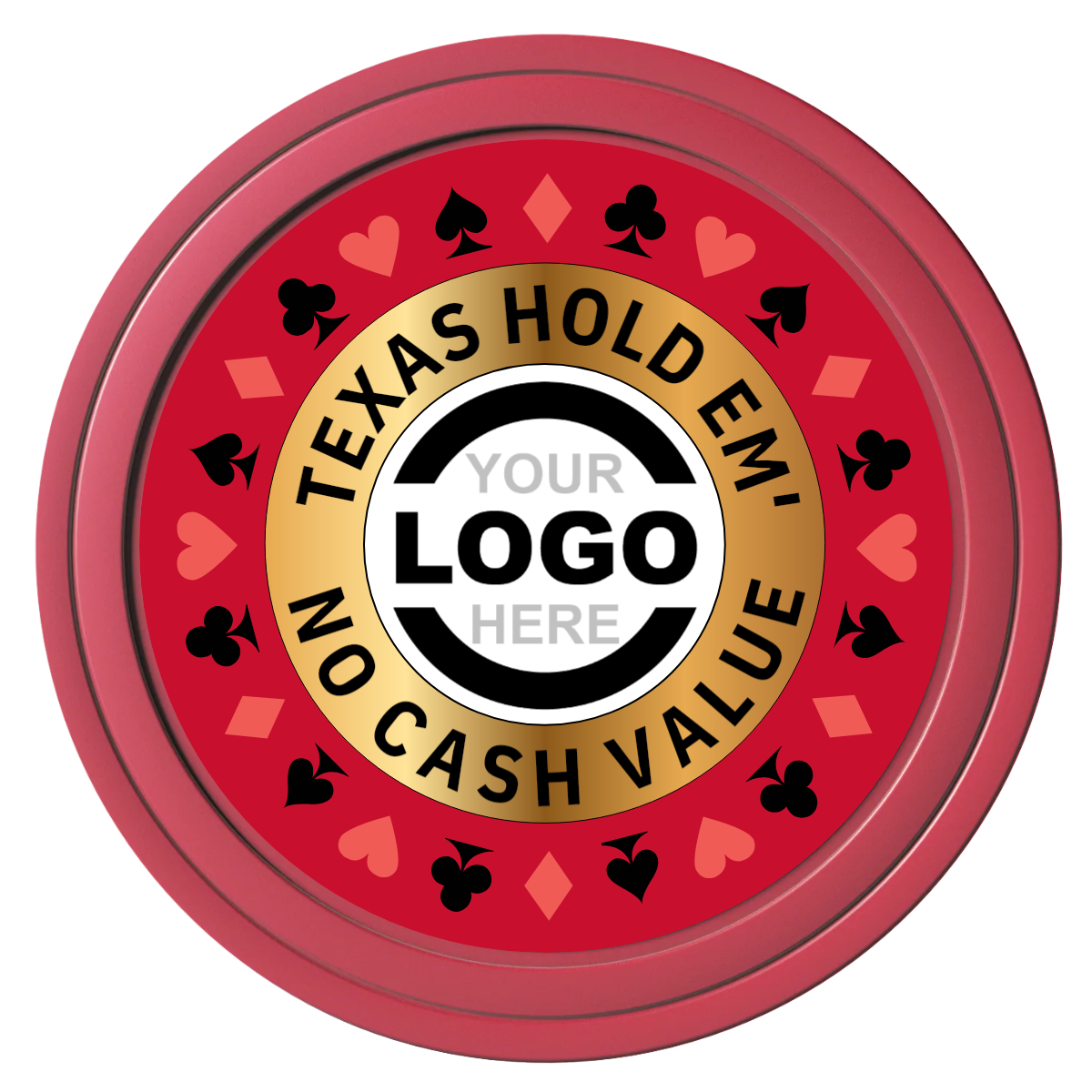 Texas Hold Em' Composite Poker Chips - Red / Solid - Front