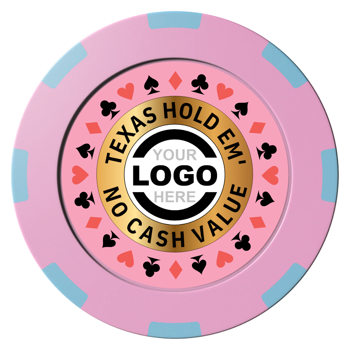 Texas Hold Em' Clay Poker Chips - Pink / 8 Spot (2 Tone) / 40mm - Front
