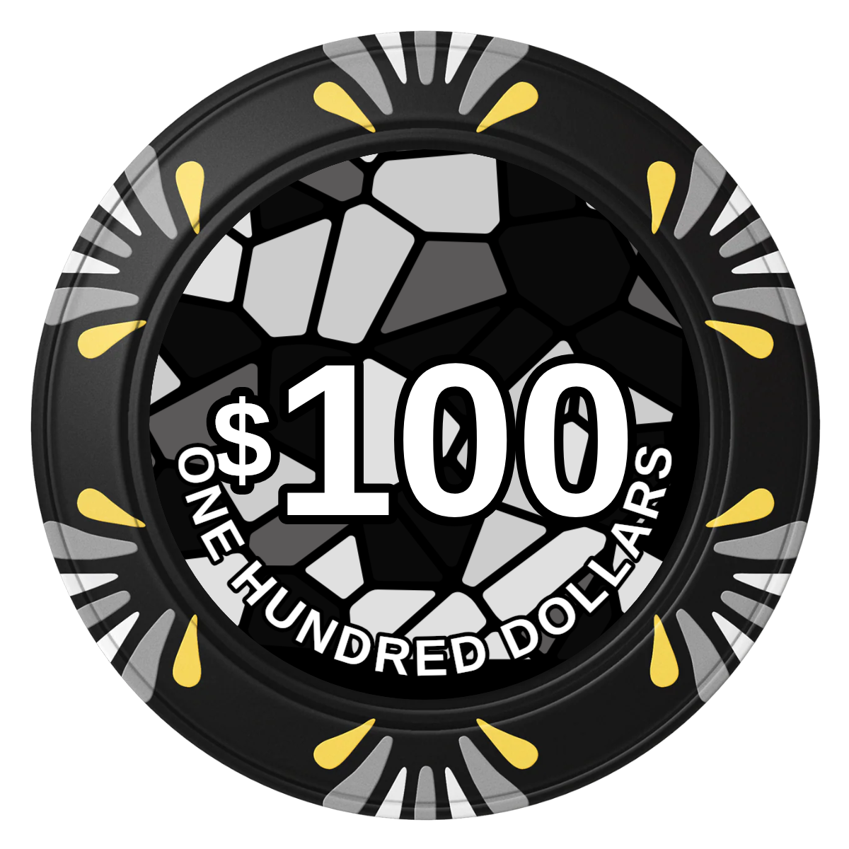 Stained Glass Clay Poker Chips - Black / Macau / 40mm - Front
