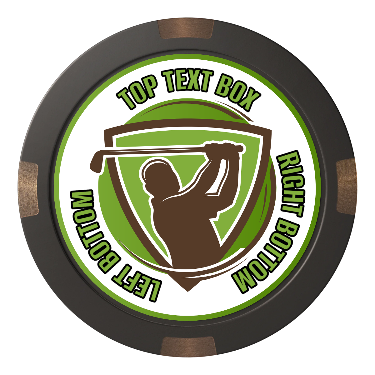 The Golfer Composite & Metal Hybrid Poker Chips - Black - Front