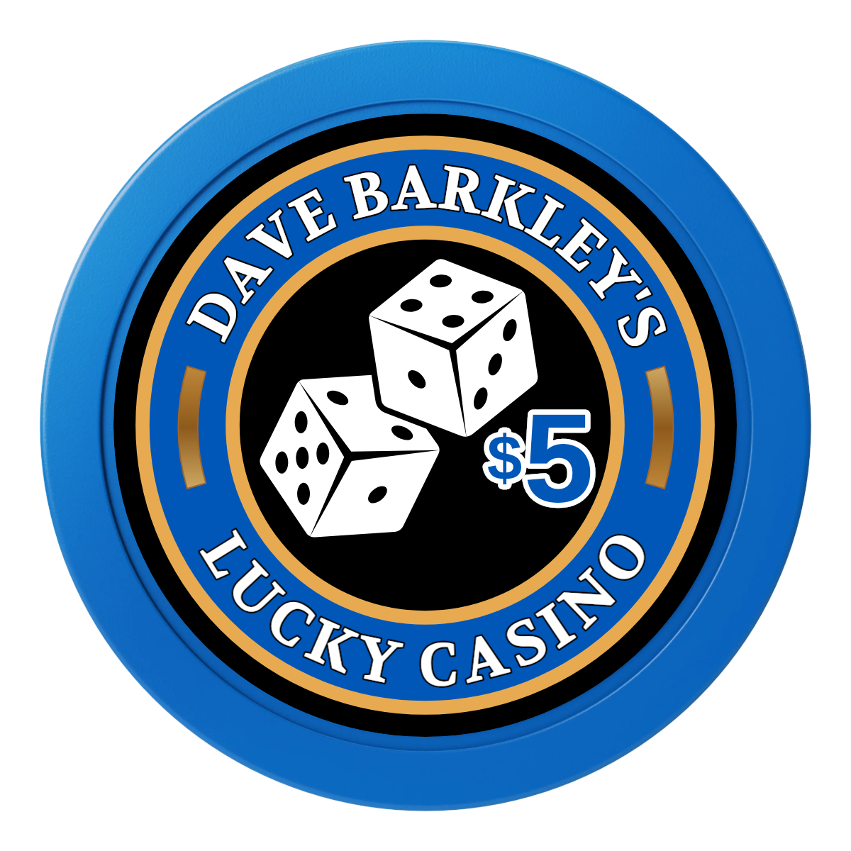 Dave's Lucky Casino 2" Composite Dealer Button - Blue - Back