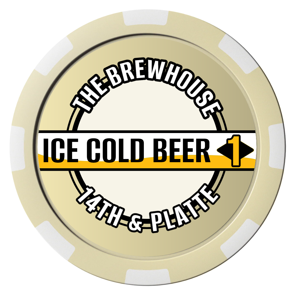 Ice Cold Beer Drink Token Composite Poker Chips - Ivory / 8 Spot - Front