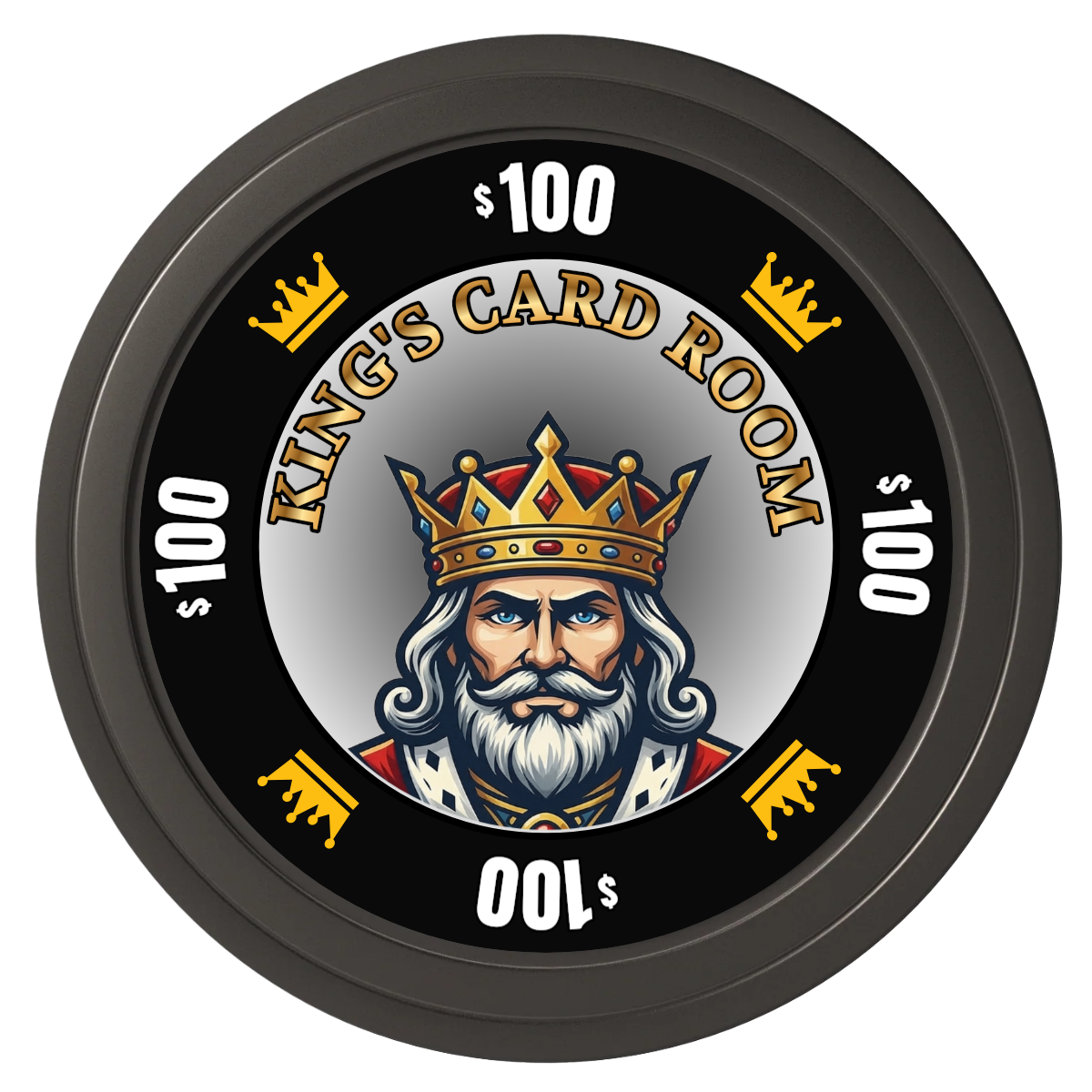 Kings Composite Poker Chips - Black / Solid - Back