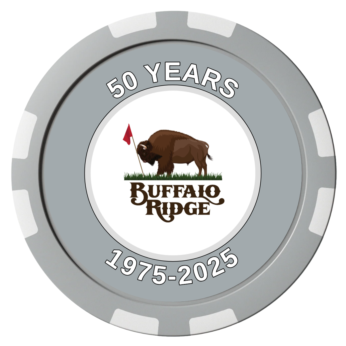 Branded Golf Pro Shop Composite Poker Chips - Gray / 8 Stripe - Front