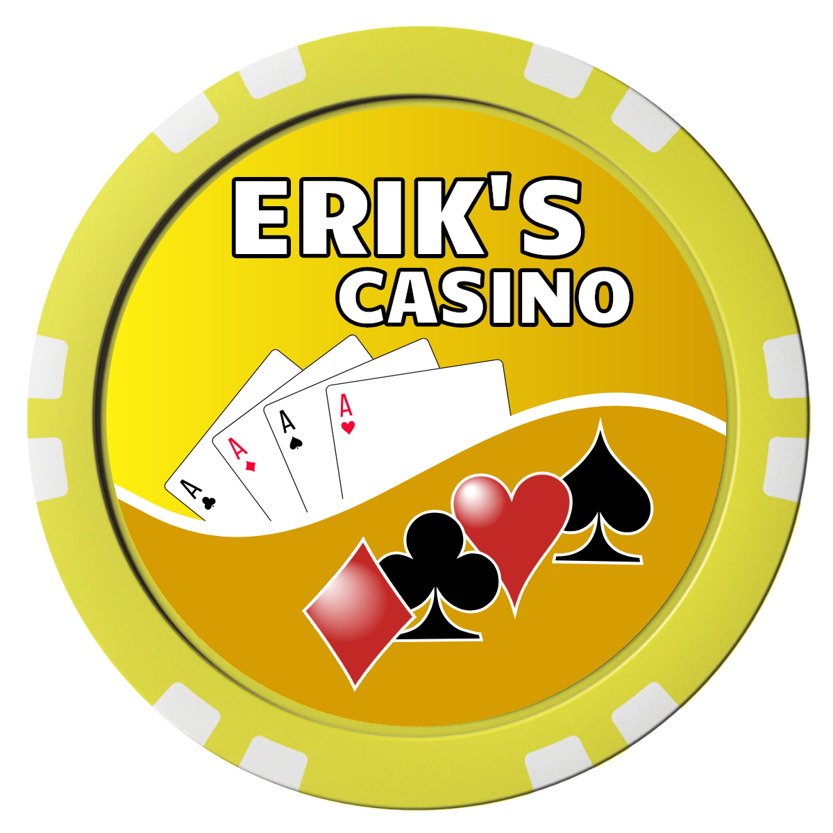 Erik's Casino Composite Poker Chips - Yellow / Double Stripe - Front