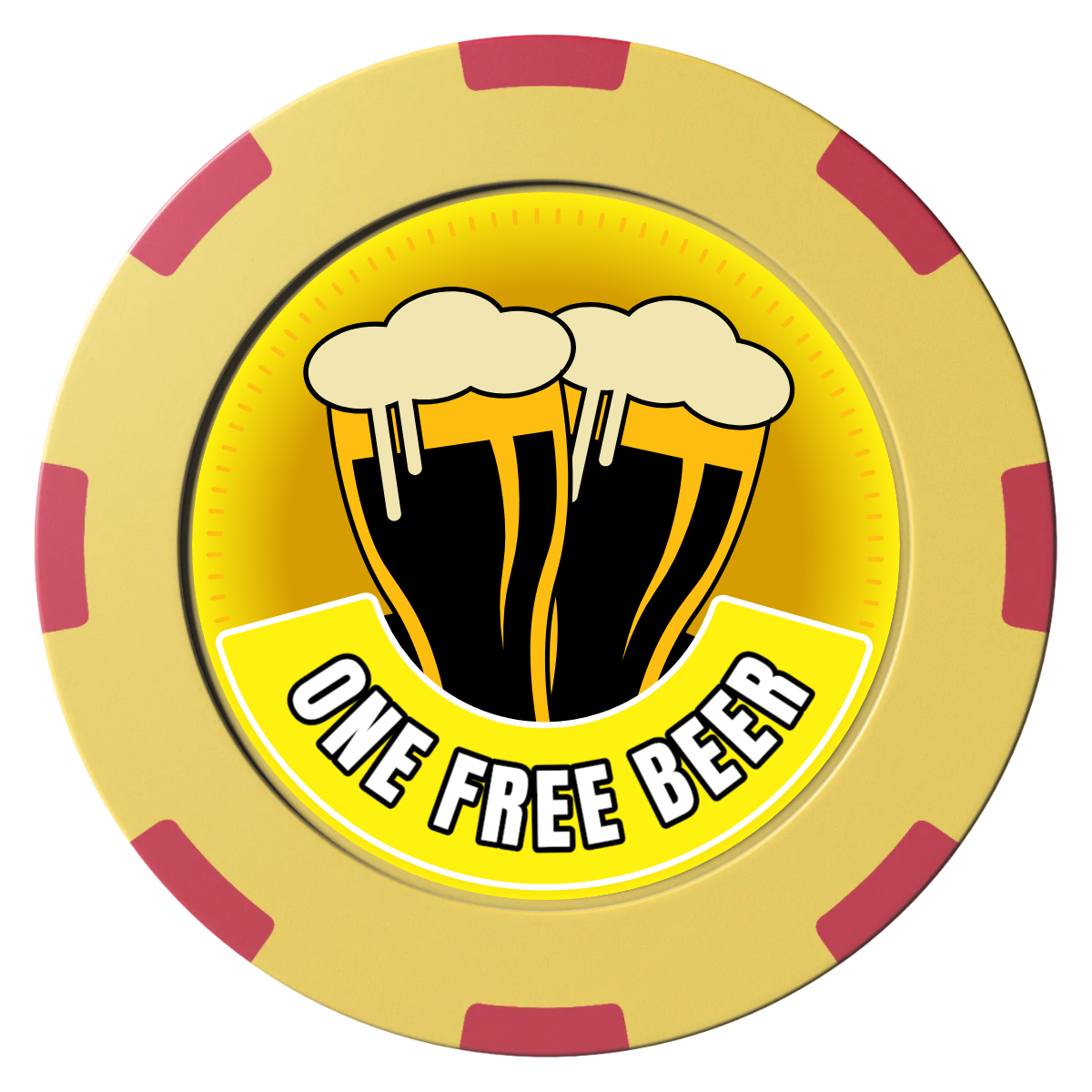 Double Pint 2 Clay Poker Chips - Yellow / 8 Spot (2 Tone) / 40mm - Front
