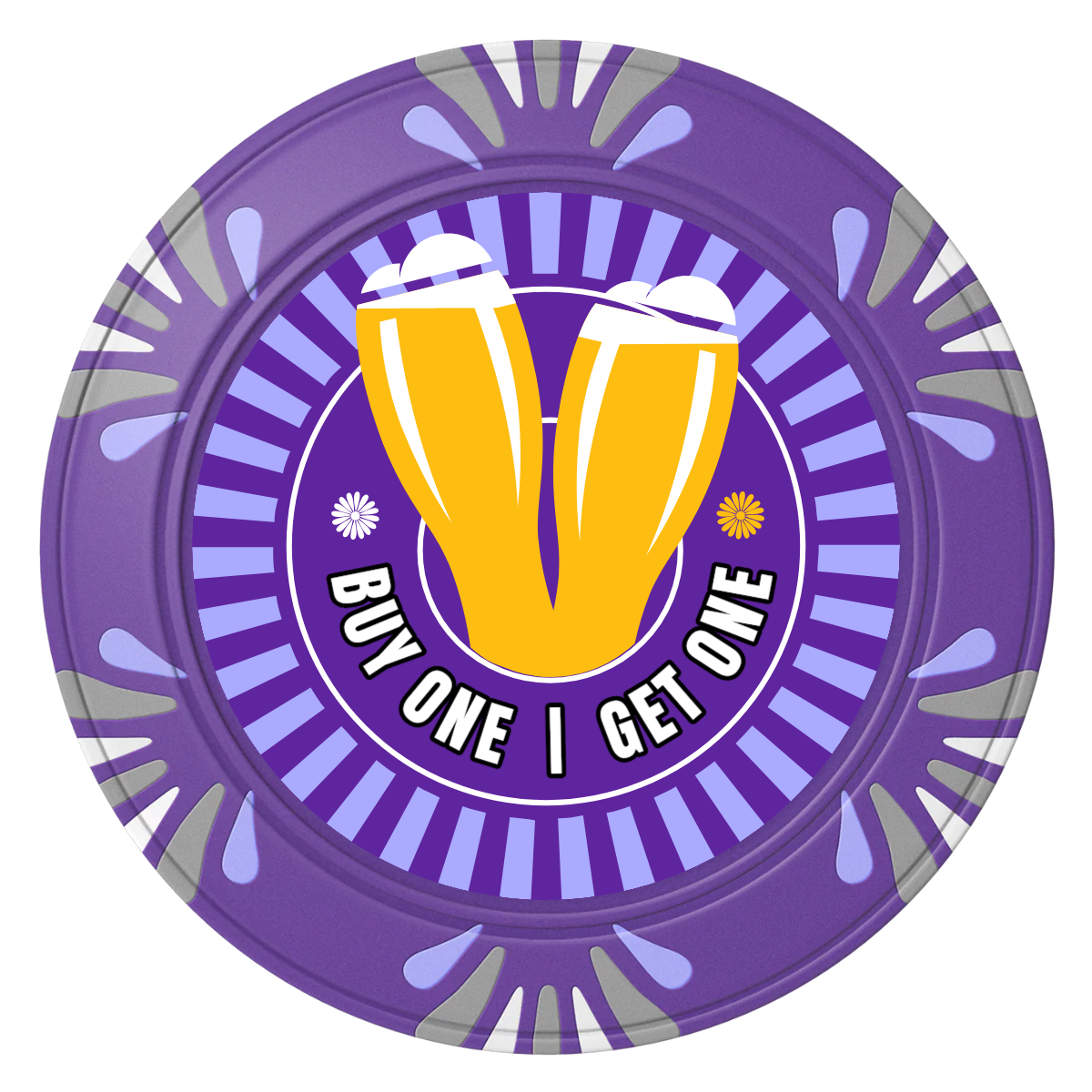 Double Pint Clay Poker Chips - Purple / Macau / 40mm - Front
