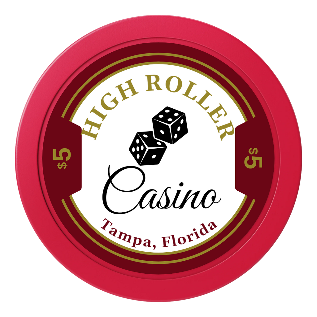 High Roller Casino 2" Composite Dealer Button - Red - Front