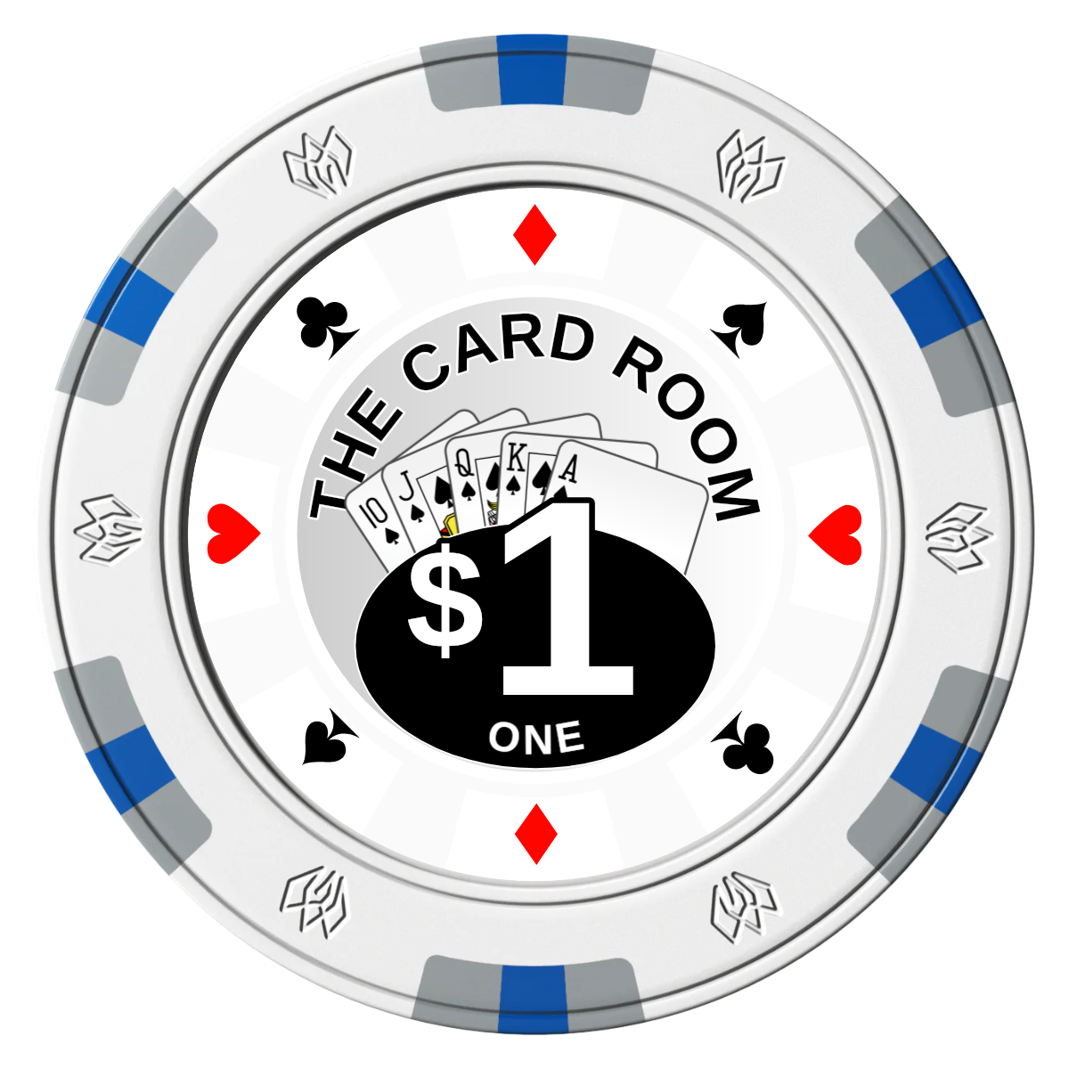 A Suitable Design Clay Poker Chips - White / 6 Spot Gem / 40mm - Front