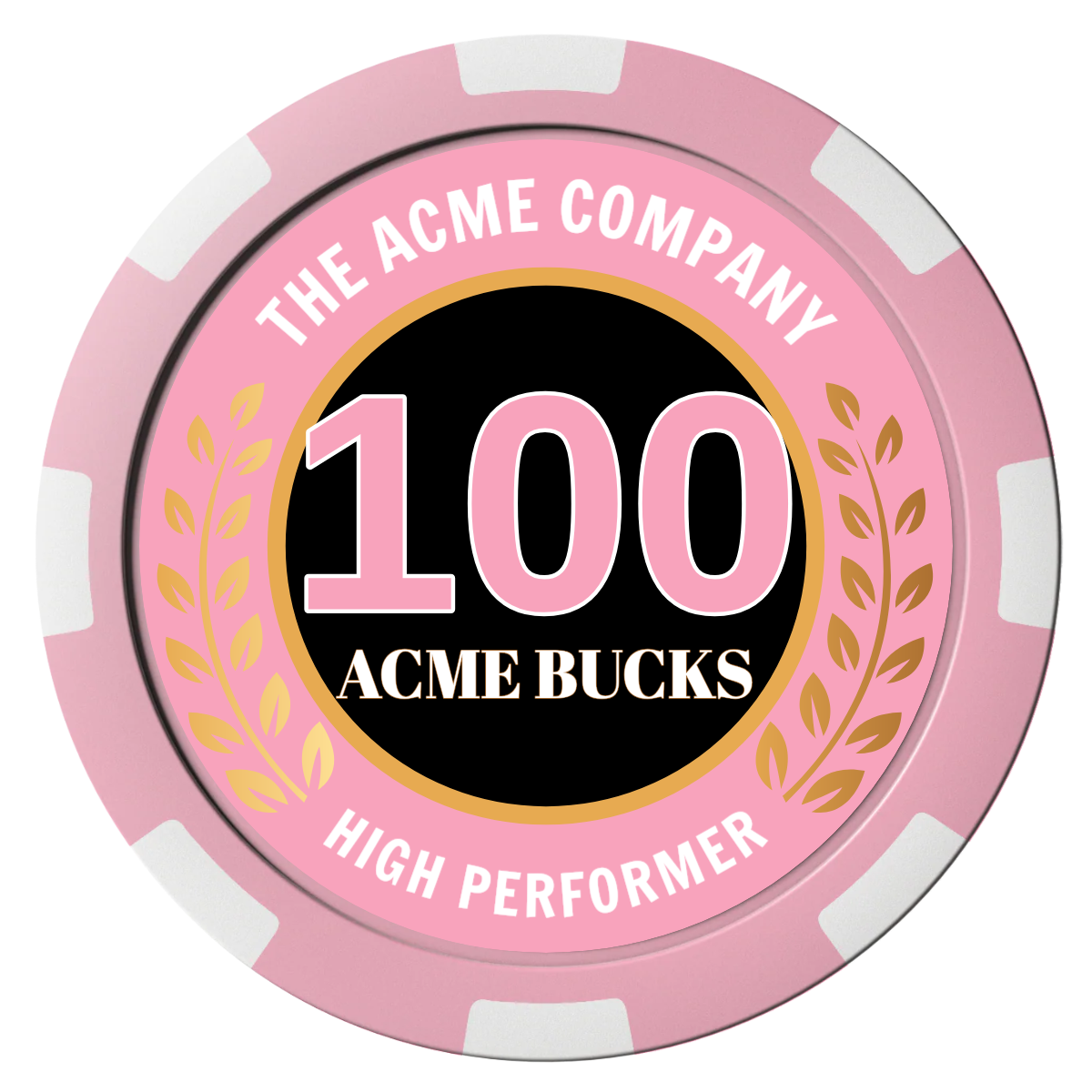 Achievement Wreath Composite Poker Chips - Pink / 8 Spot - Front