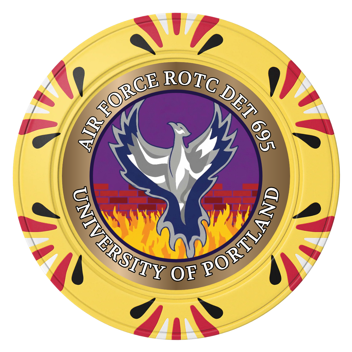 Air Force ROTC Det 695 Clay Poker Chips - Yellow / Macau / 40mm - Front
