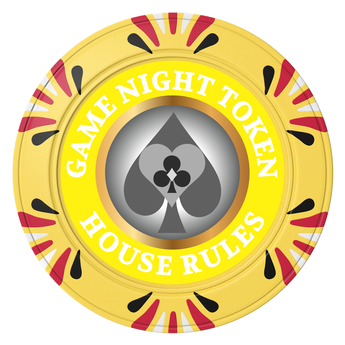 Stacked Suits Clay Poker Chips - Yellow / Macau / 40mm - Front