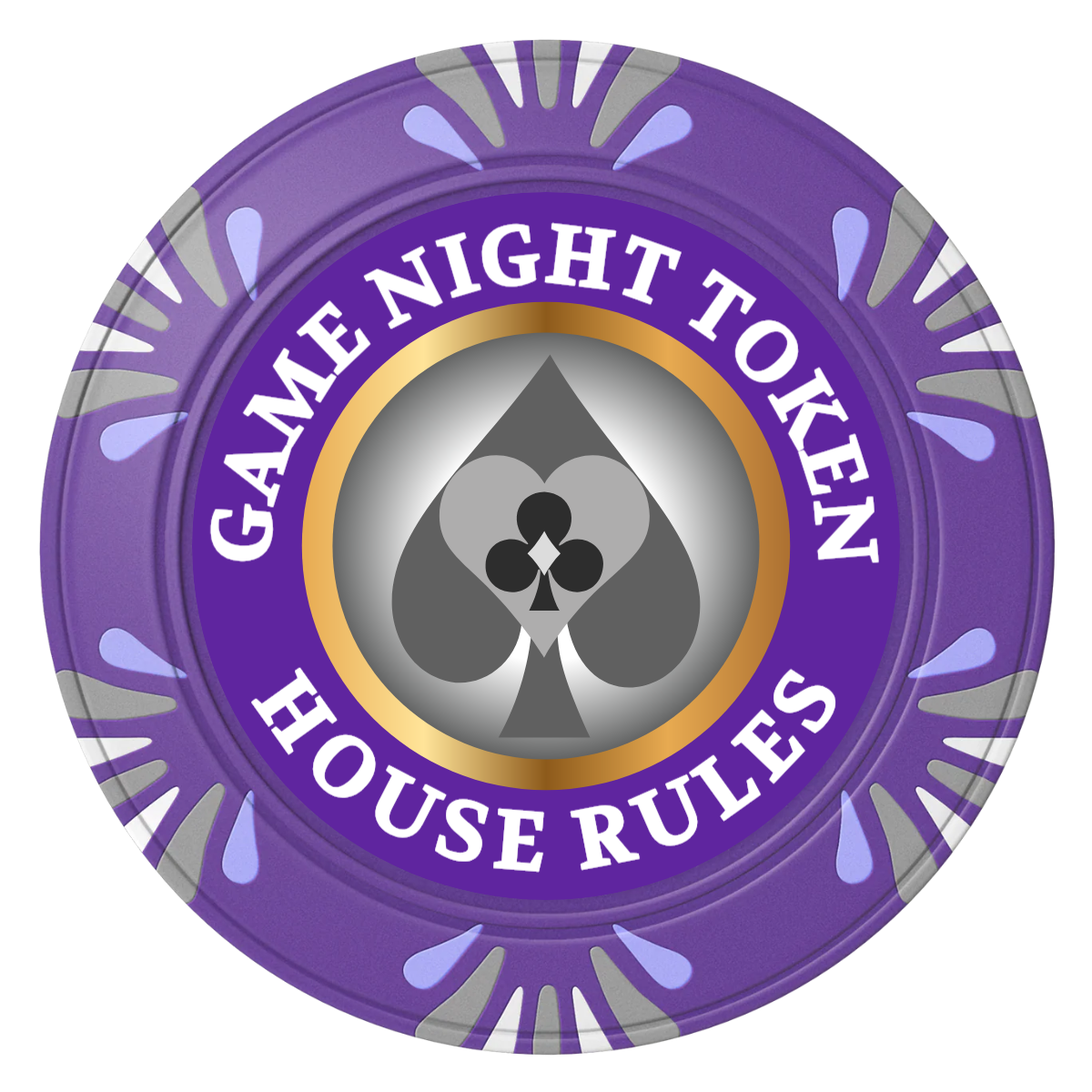 Stacked Suits Clay Poker Chips - Purple / Macau / 40mm - Front
