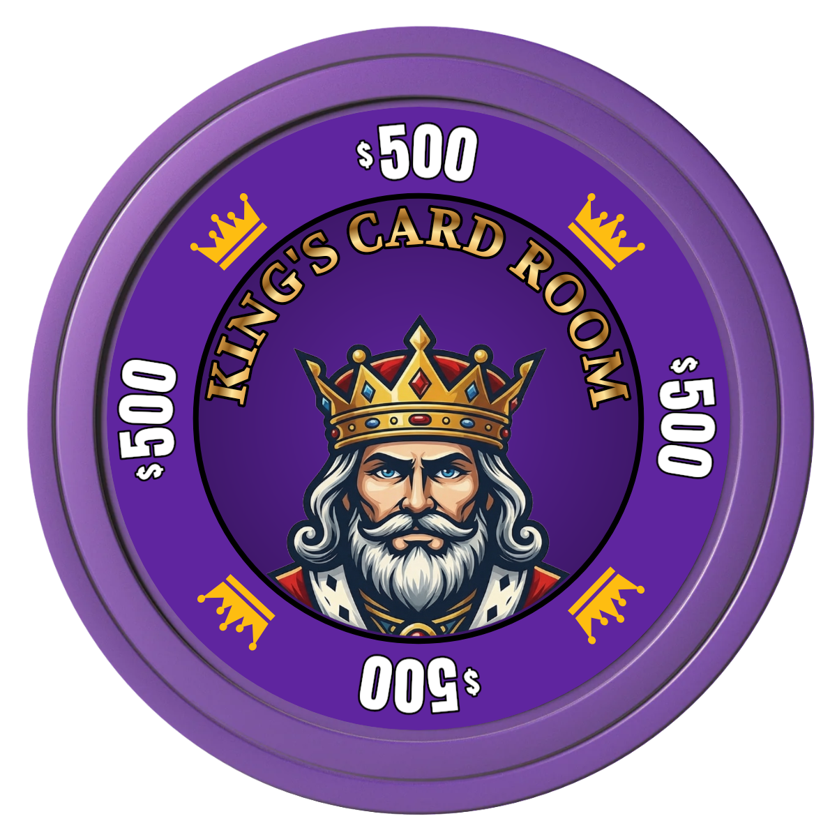 Kings Composite Poker Chips - Purple / Solid - Front