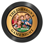 Family Game Night Aluminum Poker Card Guards - Black - Front