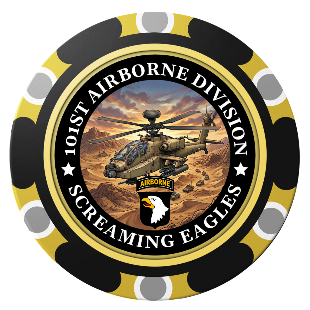 Army Airborne Clay Poker Chips - Black / Monte Carlo / 40mm - Front