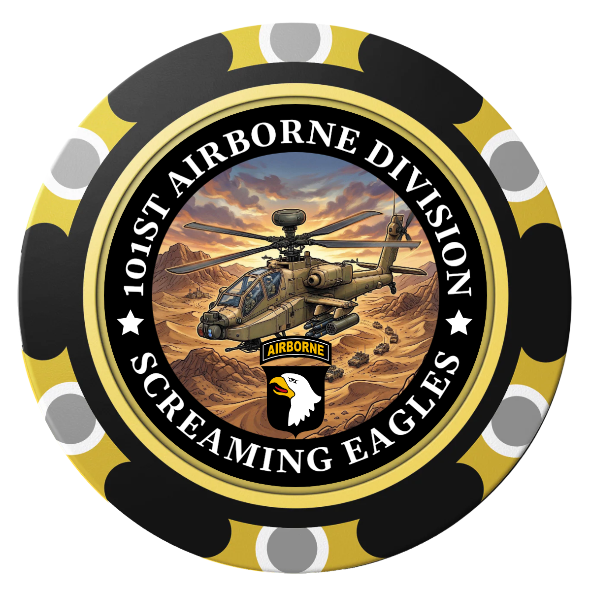 Army Airborne Clay Poker Chips - Black / Monte Carlo / 40mm - Front