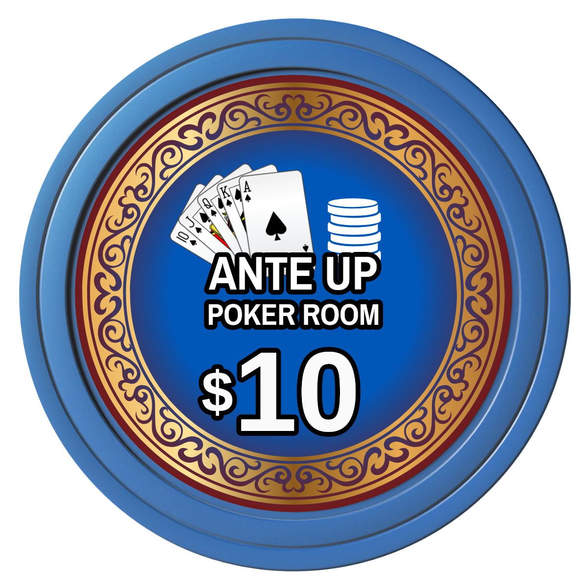 Ante Up Poker Room Composite Poker Chips - Blue / Solid - Back