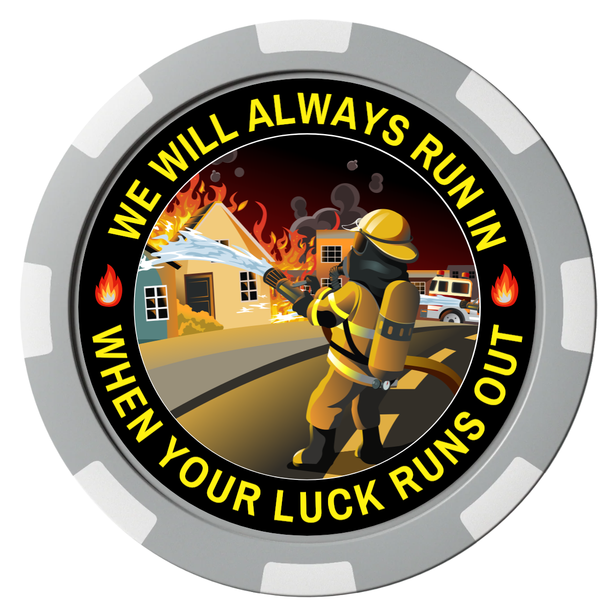 Firefighter Maltese Cross Composite Poker Chips - Gray / 8 Spot - Front