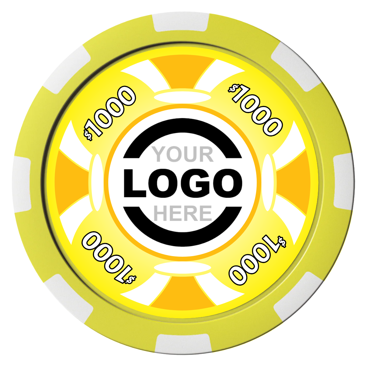 Alan Baker 4-2S A Composite Poker Chips - Yellow / 8 Stripe - Front