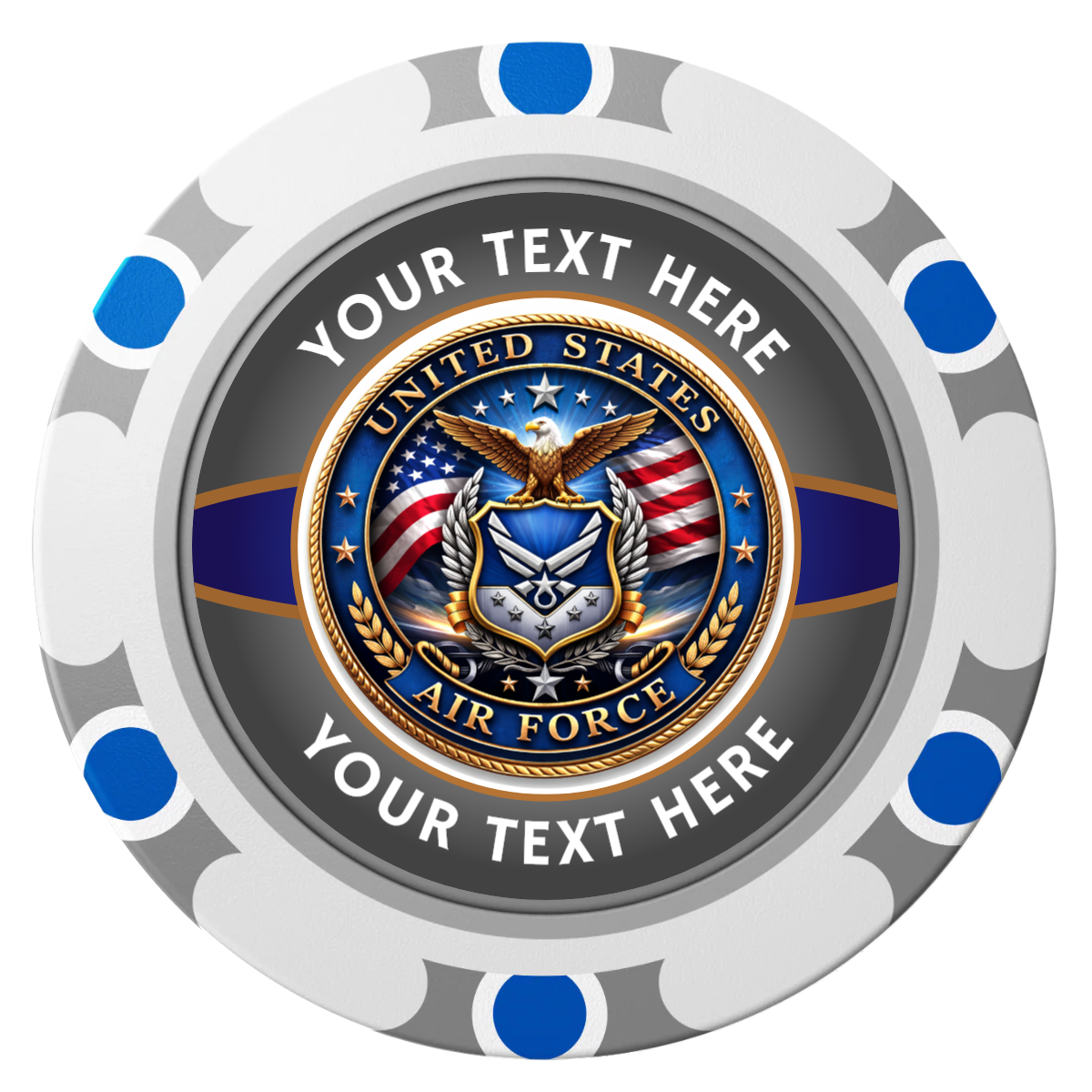 Air Force Clay Poker Chips - White / Monte Carlo / 40mm - Front