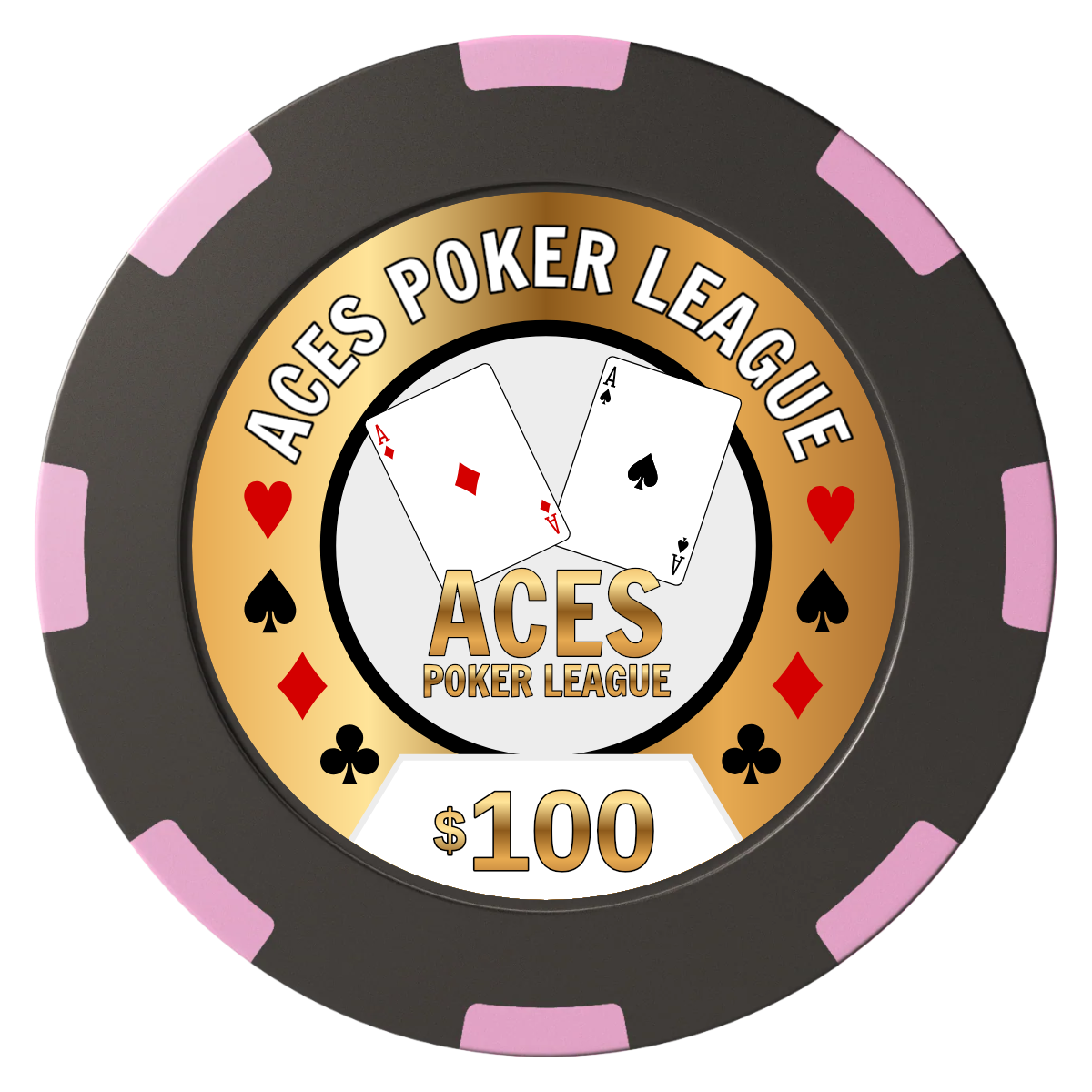 Aces Poker League Clay Poker Chips - Black / 8 Spot (2 Tone) / 40mm - Back