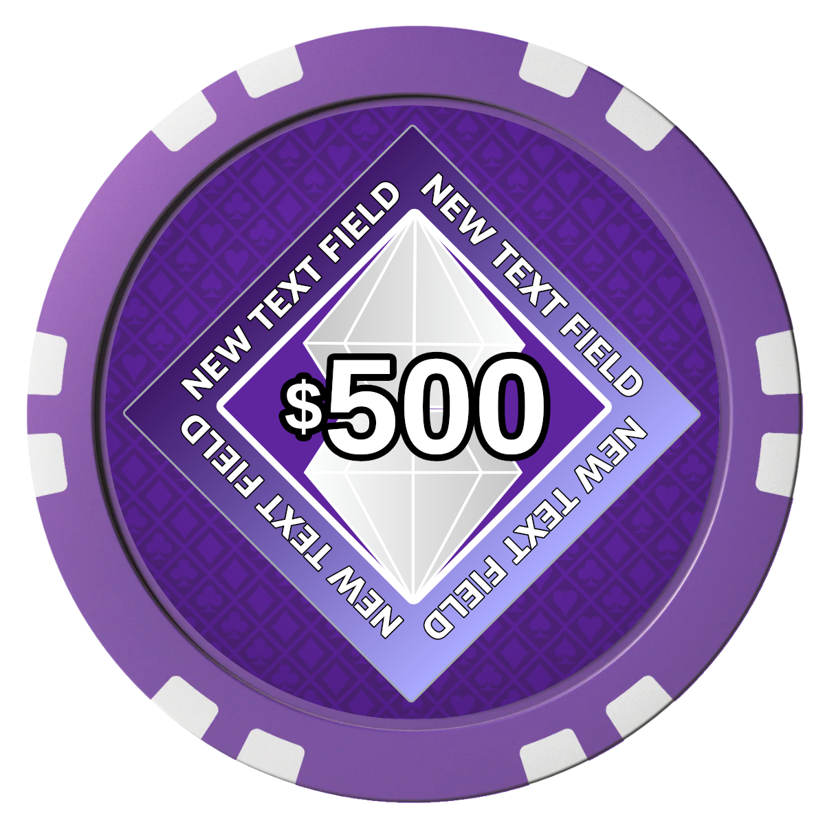 Diamond in the Rough Composite Poker Chips - Purple / Double Stripe - Front