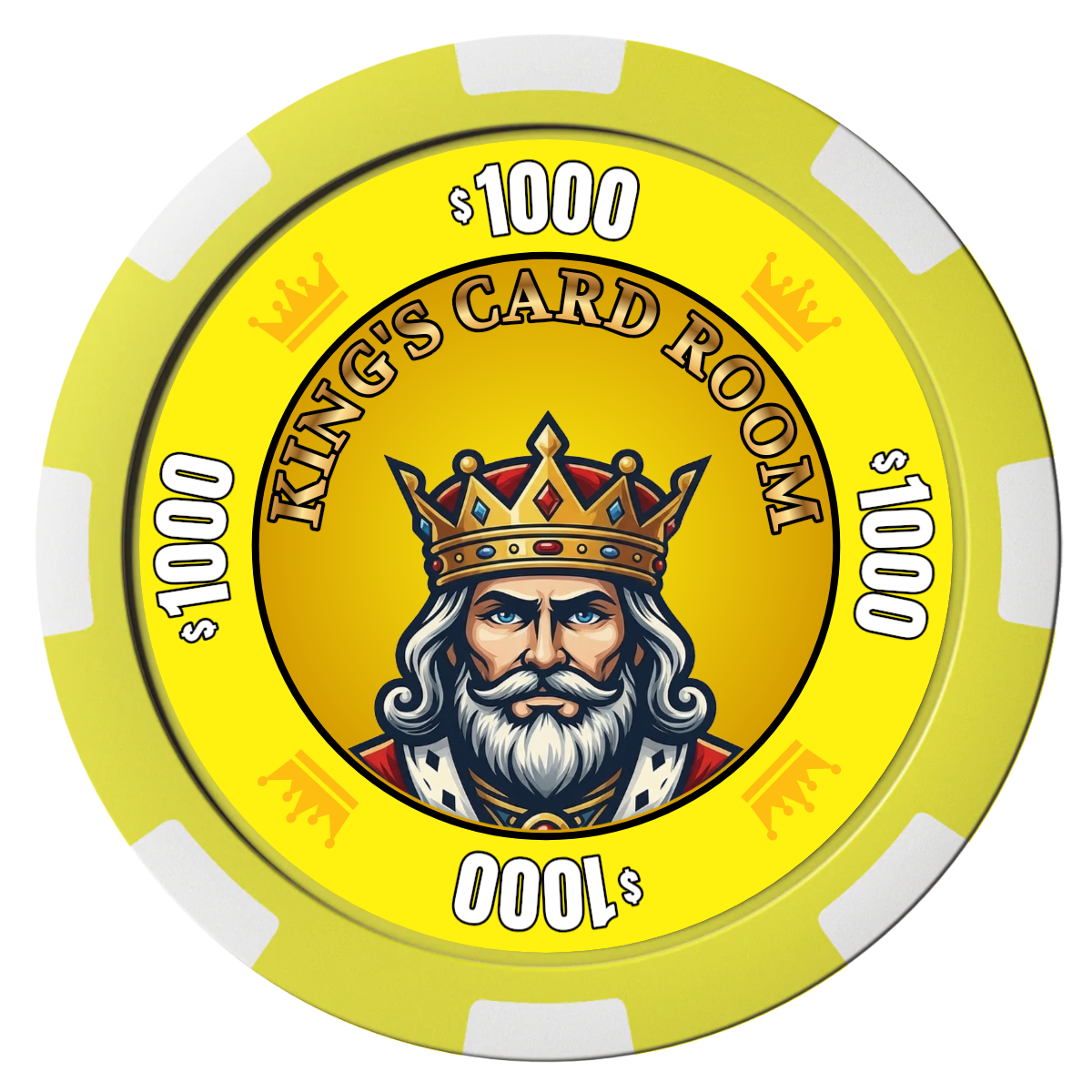 Kings Composite Poker Chips - Yellow / 8 Stripe - Front