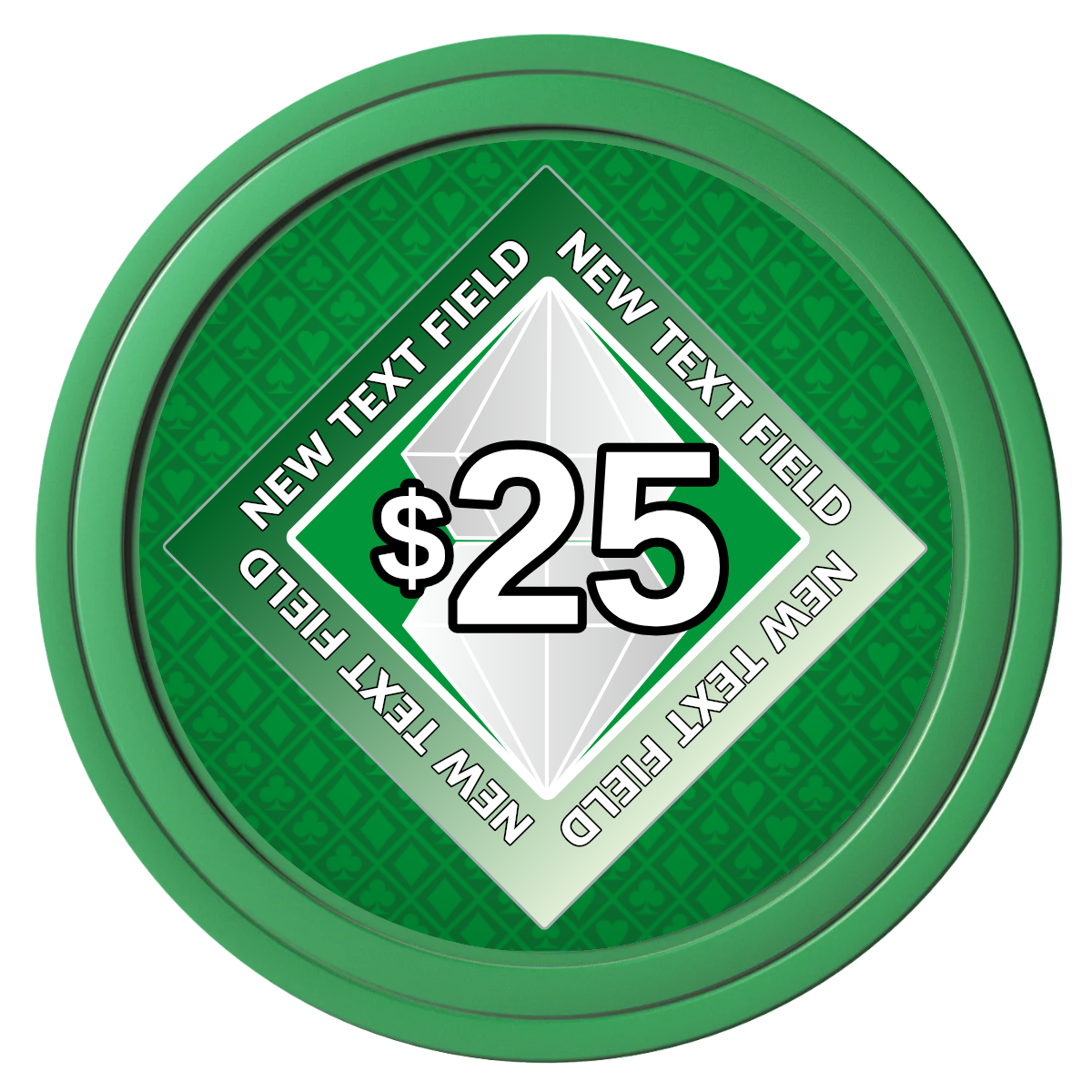 Diamond in the Rough Composite Poker Chips - Green / Solid - Front