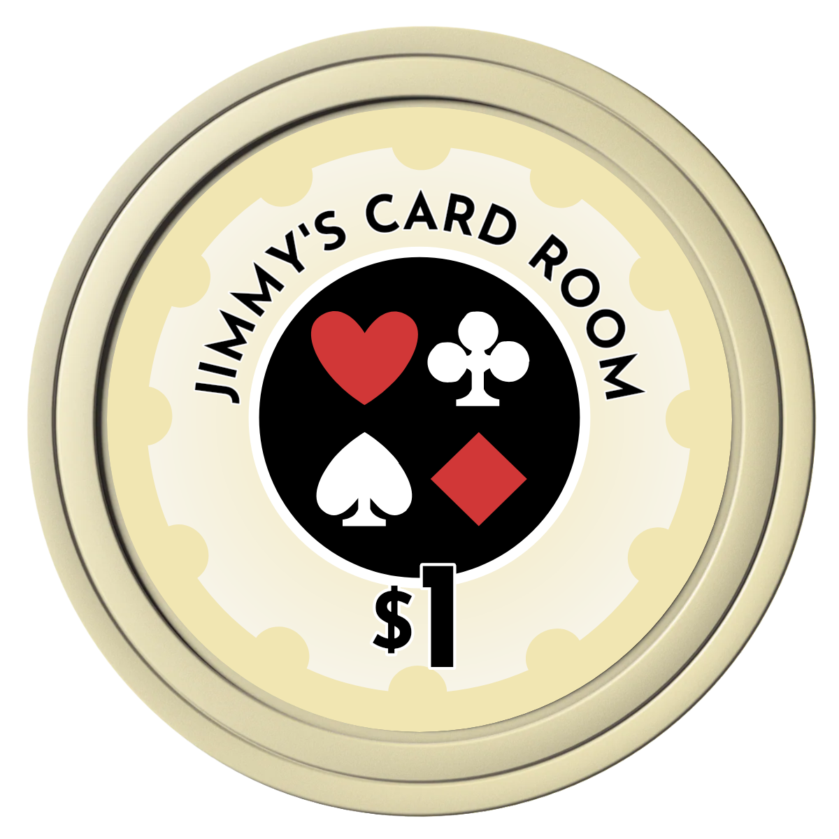 Your Four Suits Composite Poker Chips - Ivory / Solid - Front