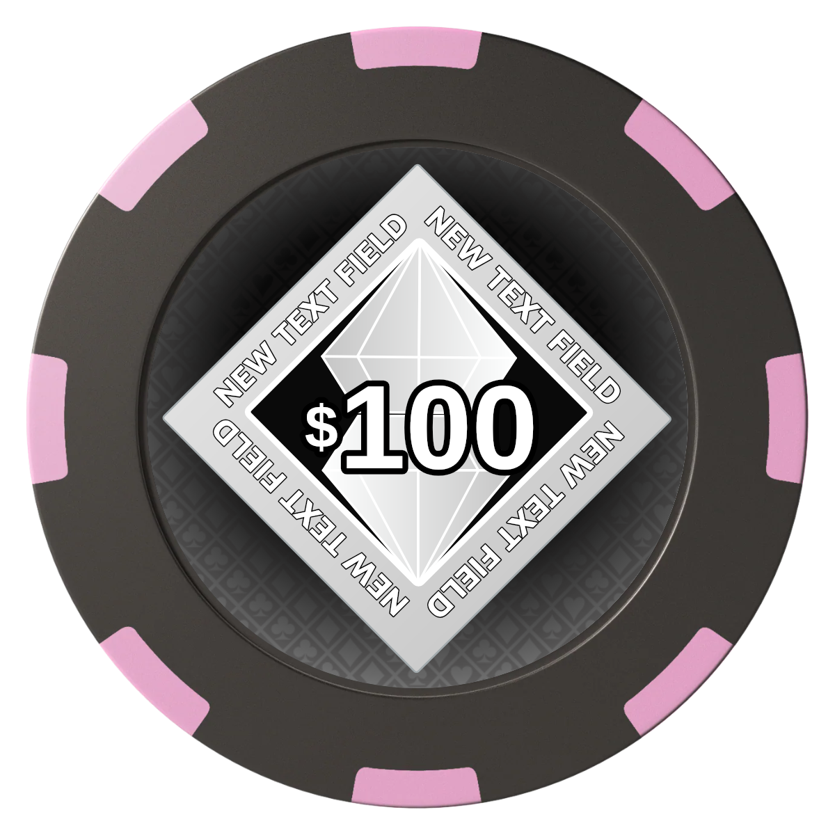 Diamond in the Rough Clay Poker Chips - Black / 8 Spot (2 Tone) / 40mm - Front