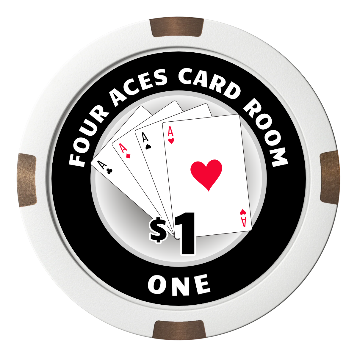 4 Aces Poker Room Composite & Metal Hybrid Poker Chips - White - Front