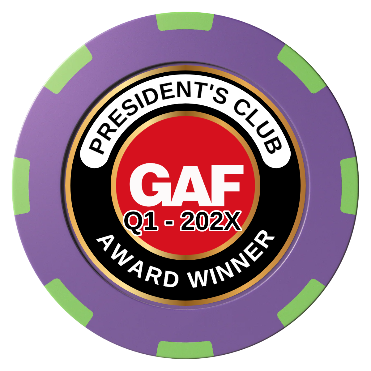 President's Club Clay Poker Chips - Purple / 8 Spot (2 Tone) / 40mm - Front